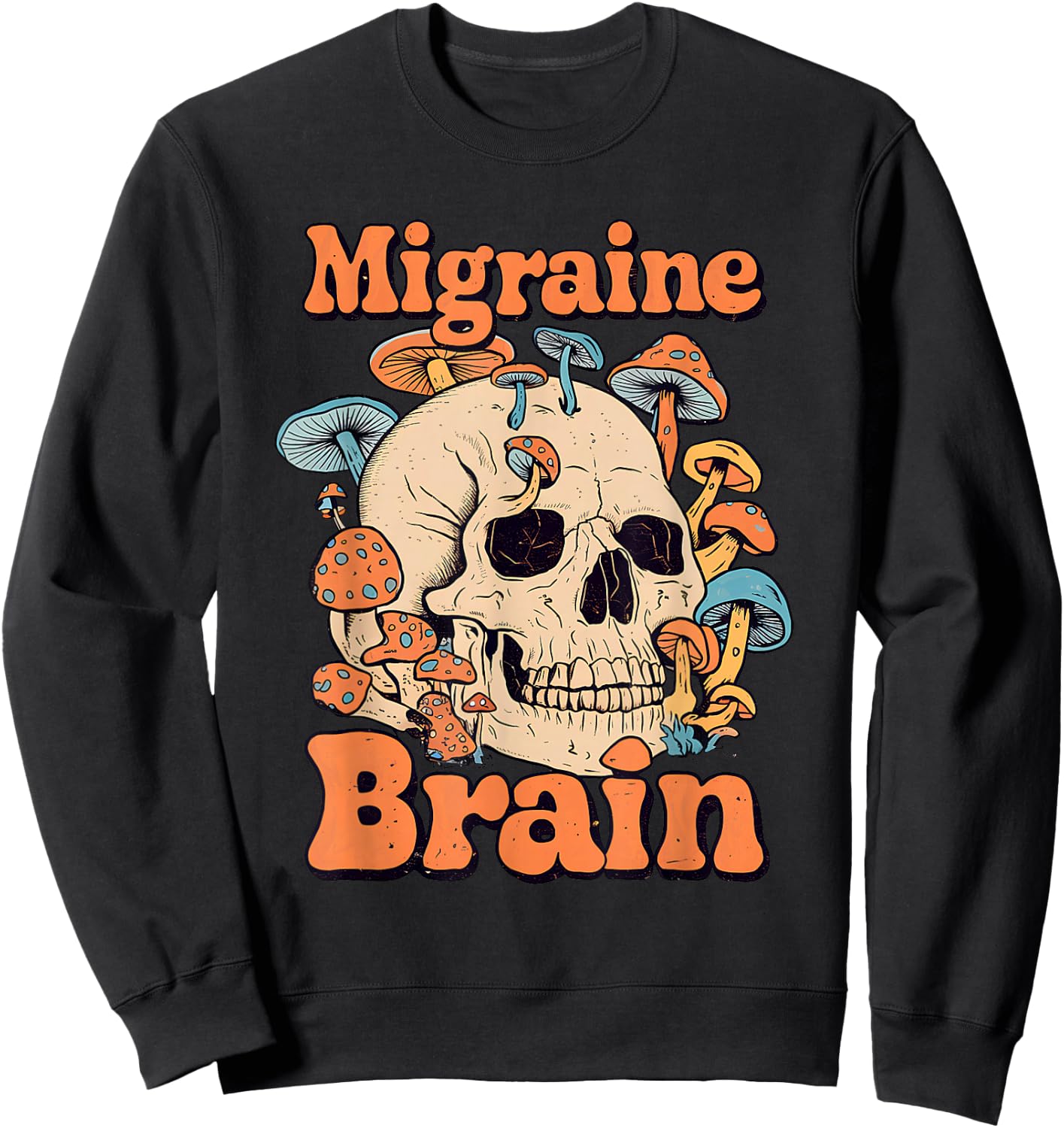 Chronic Migraine Awareness Month Brain Skull Purple Ribbon Sweatshirt - Sweatshirt | Black