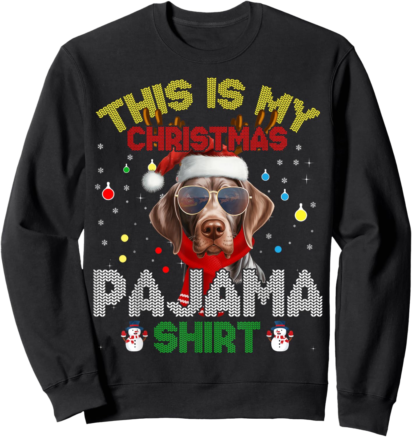 German Shorthaired Pointer Christmas Pajama Xmas Matching Sweatshirt - Sweatshirt | Black