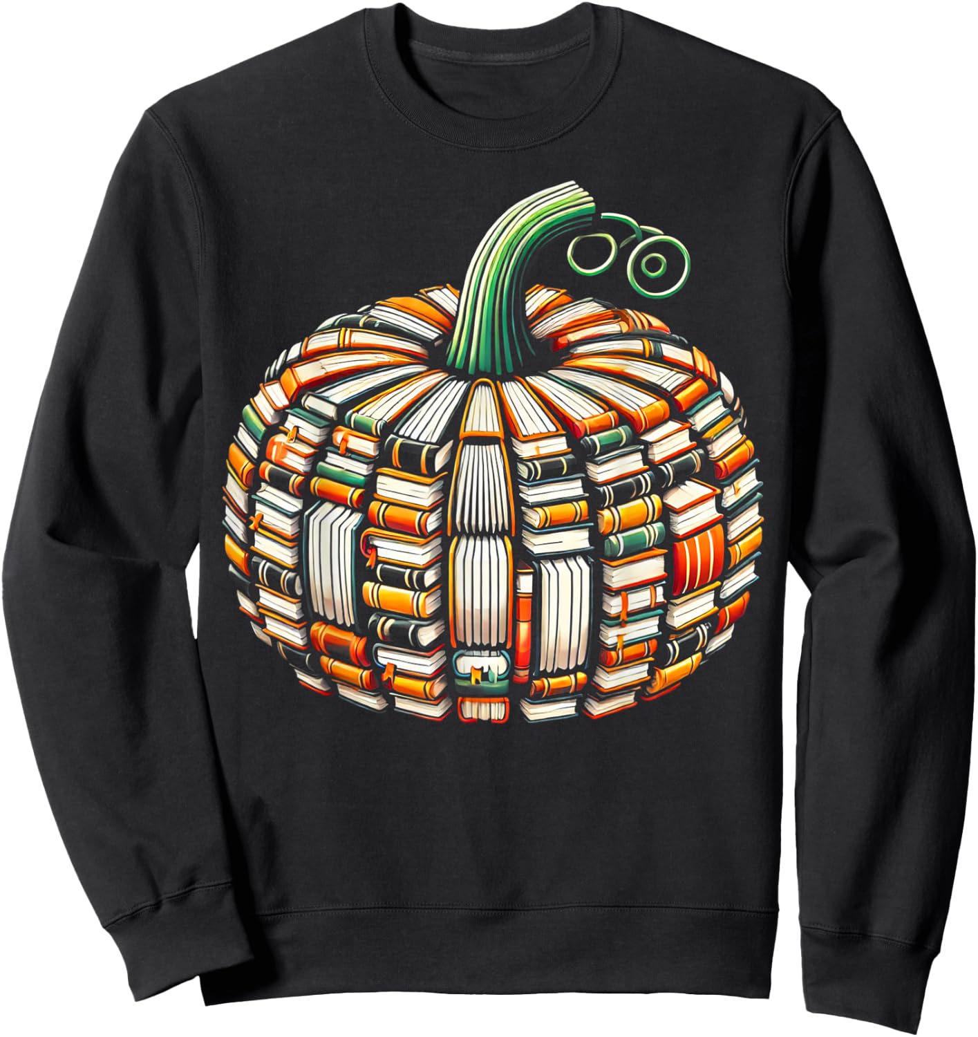 Vintage Book Pumpkin Autumn Fall Librarians Bookworm Teacher Sweatshirt - Sweatshirt | Black