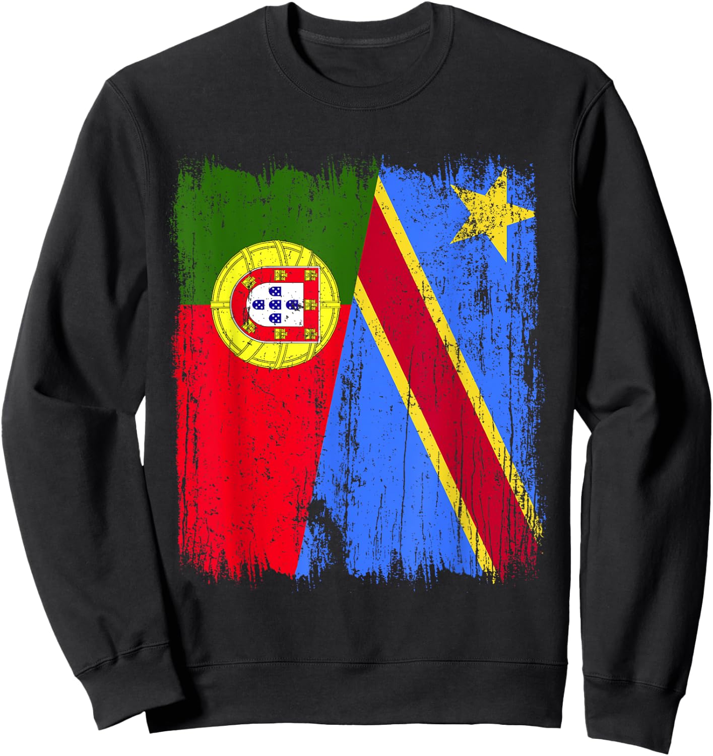 Portugal Congo Half Flag Portuguese Congolese Pride Jersey Sweatshirt - Sweatshirt | Black