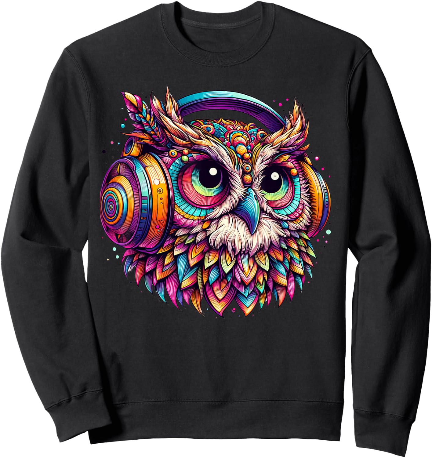 Rave Rainbow Owl House EDM Festival Raver Animal EDC 2025 Sweatshirt - Sweatshirt | Black