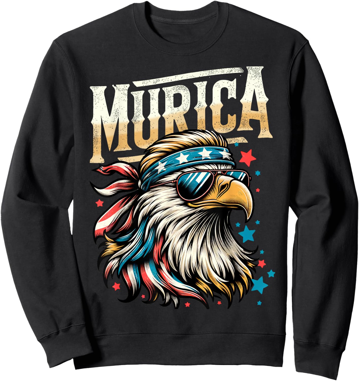 4th of July Patriotic Funny Eagle July 4th USA Murica Sweatshirt - Sweatshirt | Black