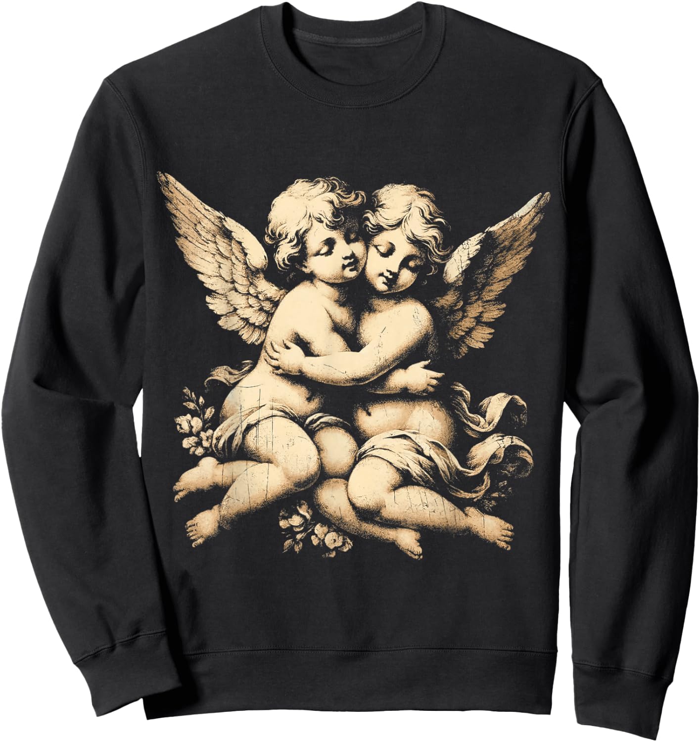Vintage Cherub Angel - Angelic Art Little Baby Angels Sweatshirt - Sweatshirt | Black