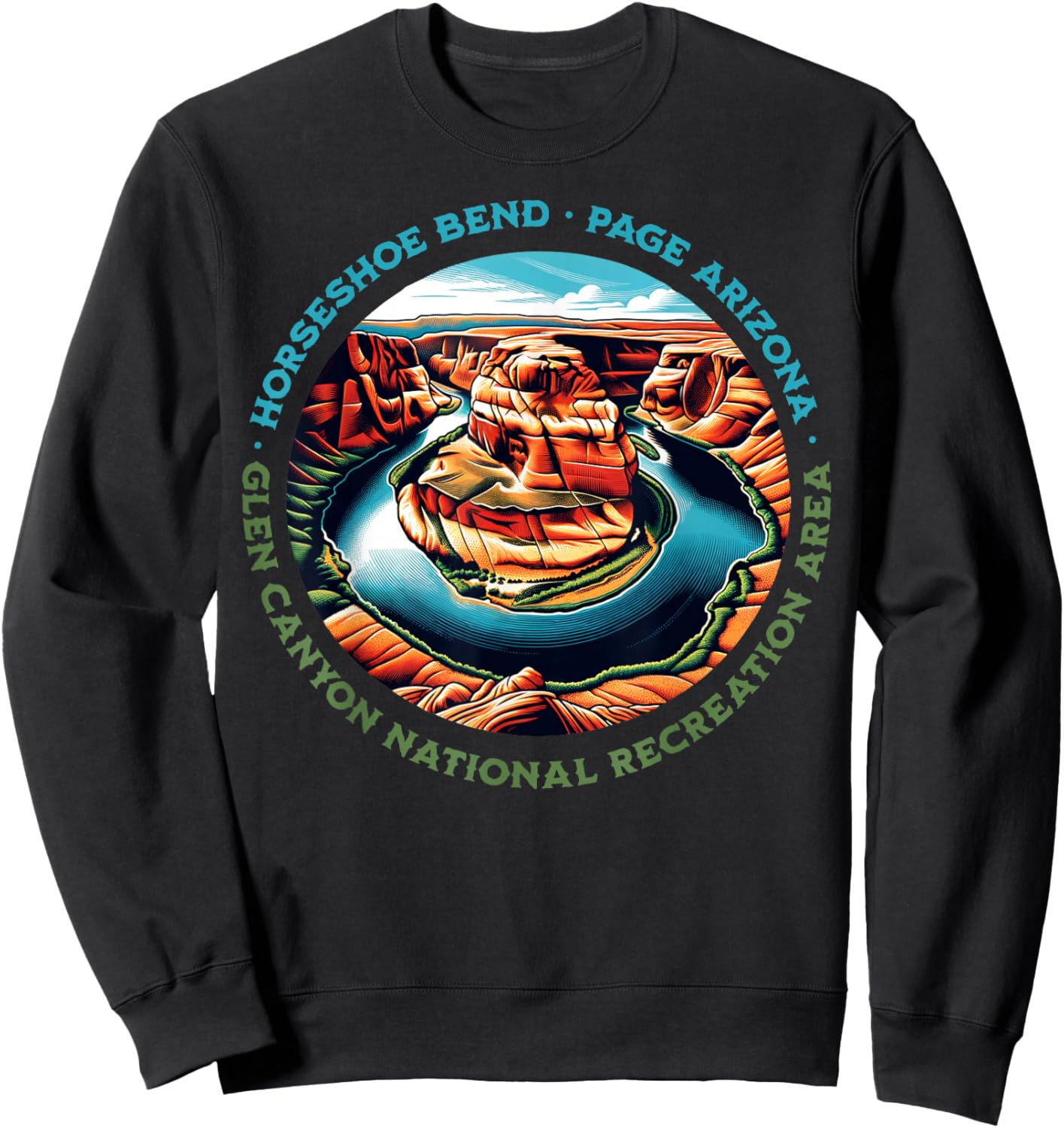 Iconic Horseshoe Bend Hiking Glen Canyon Page Arizona Sweatshirt - Sweatshirt | Black