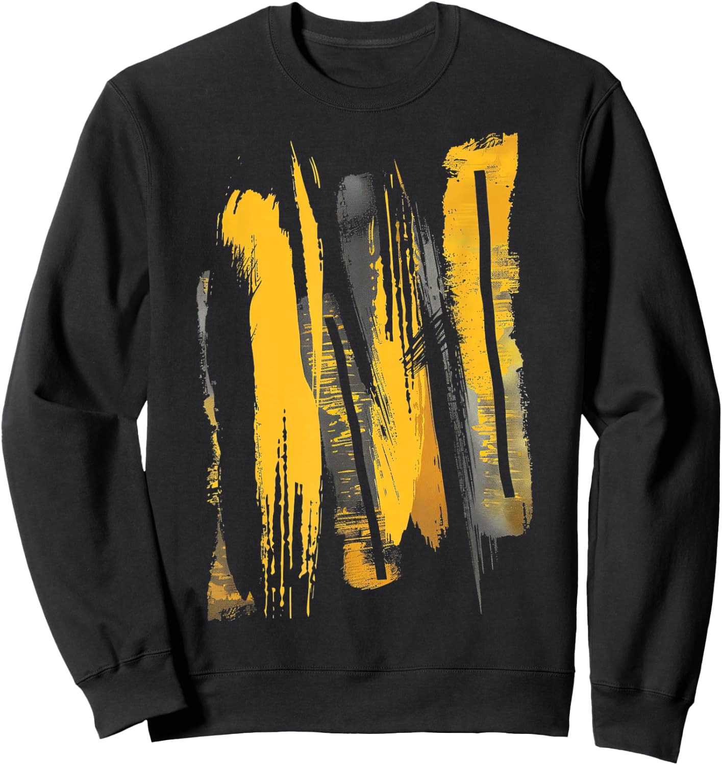 Black And Yellow Brushstrokes Graphic Sweatshirt - Sweatshirt | Black