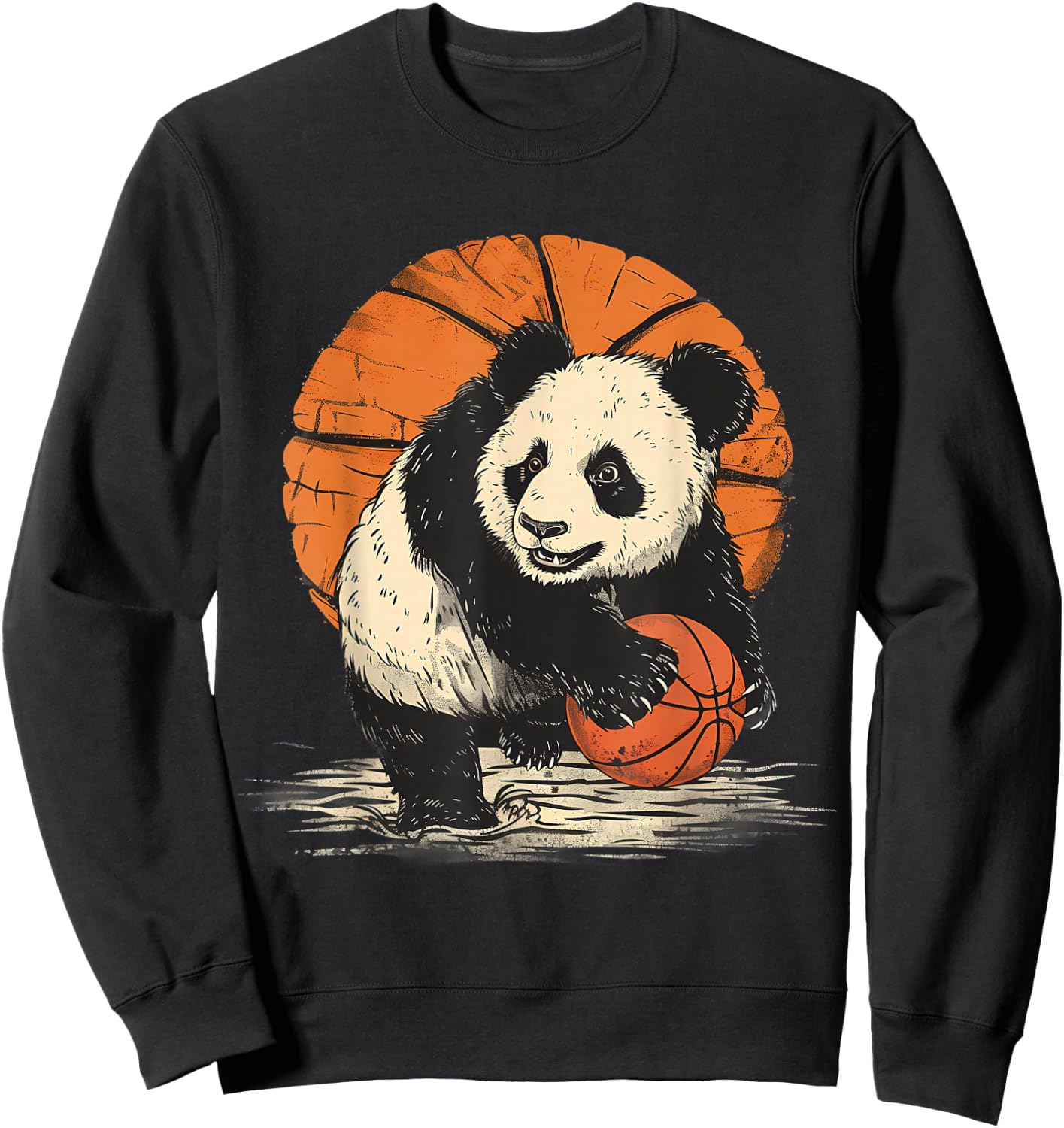 Basketball Drawing Artwork Cute Bear Basketball Hoop Sweatshirt - Sweatshirt | Black