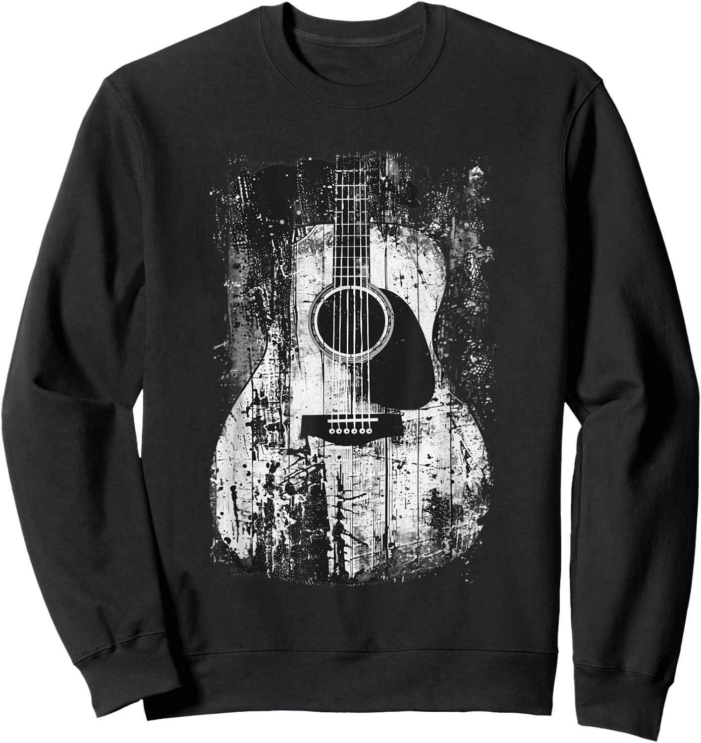 Acoustic Guitar, Vintage, Distressed, Rock & Roll Music. Sweatshirt - Sweatshirt | Black