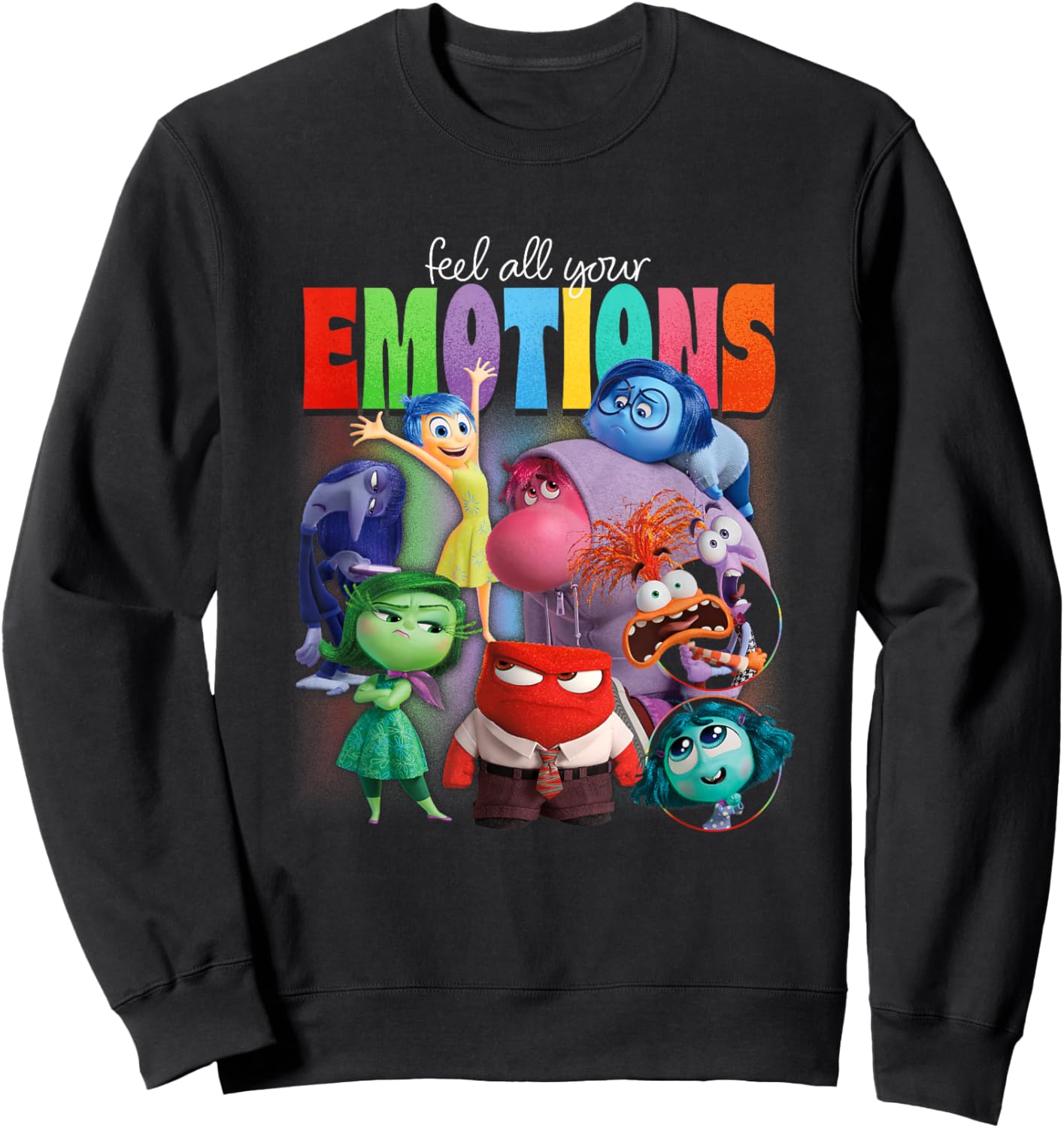 Disney Pixar Inside Out 2 Feel All Your Emotions Vintage Sweatshirt - Sweatshirt | Black