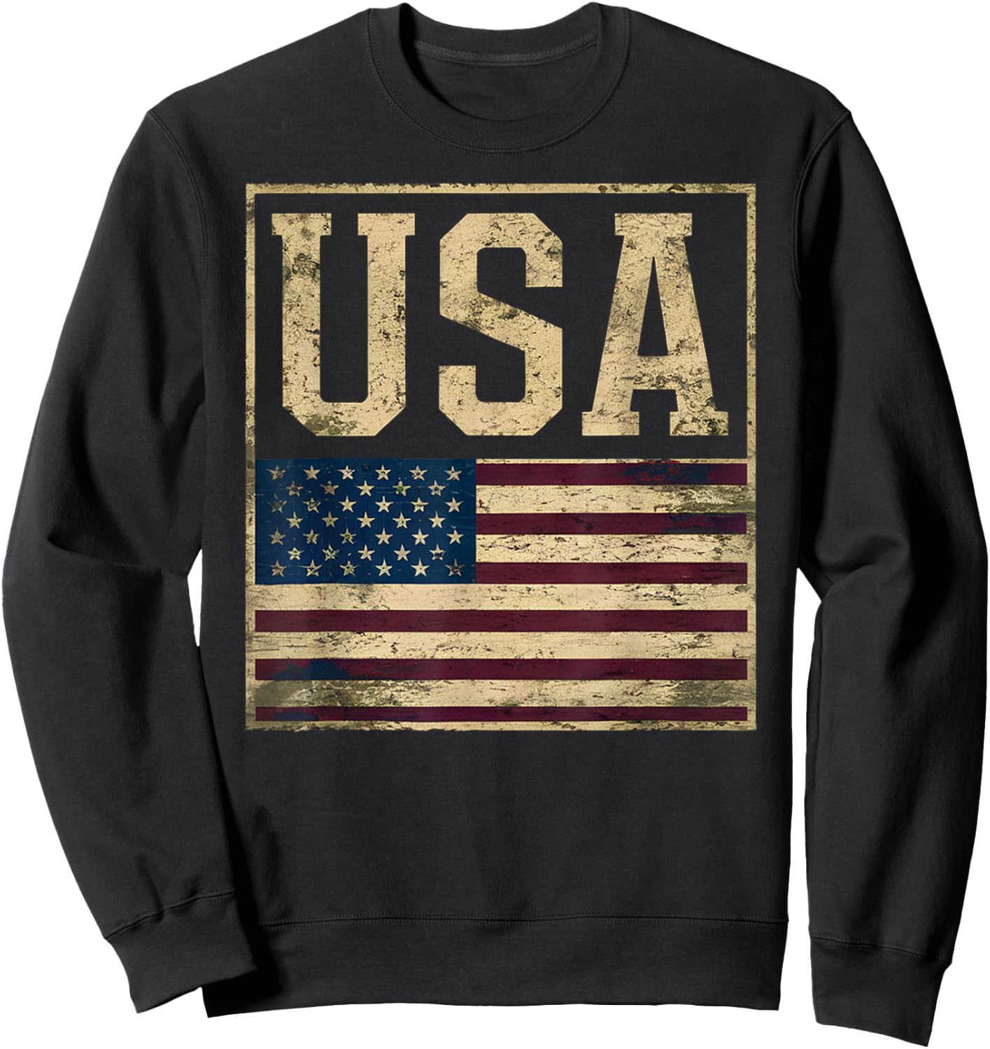 USA American Flag Vintage Patriotic Pride Design Sweatshirt - Sweatshirt | Black