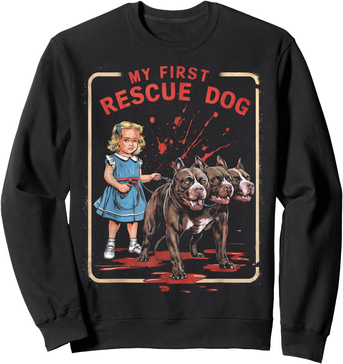 Vintage Horror Movie Lover Retro Halloween Shirt Rescue Dog Sweatshirt - Sweatshirt | Black