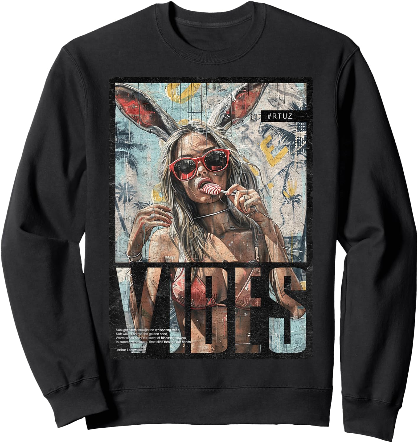 Vintage Girl Magazin Cover Sexy Model Pin-up , Small, Black Sweatshirt - Sweatshirt | Black