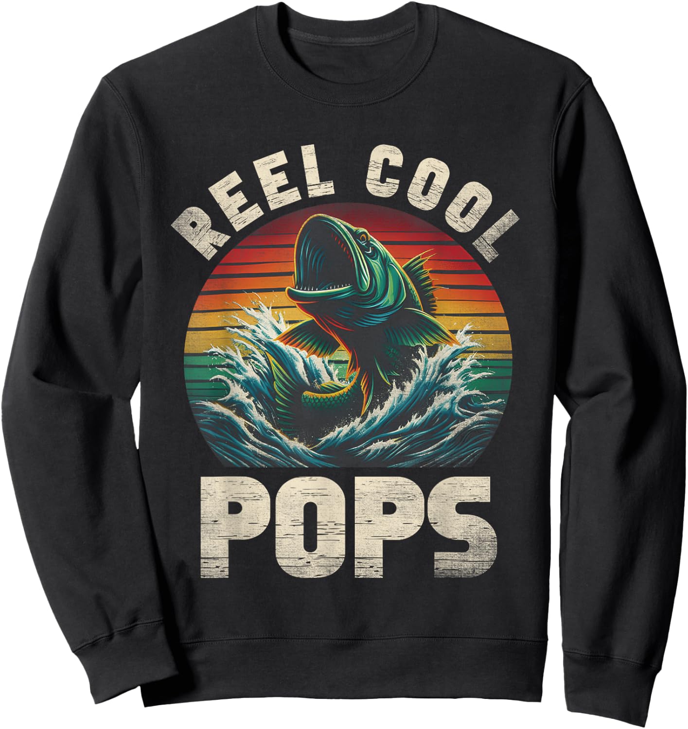 Reel Cool Pops Fishing Pops Pop Father's Day Fisherman Fish Sweatshirt - Sweatshirt | Black