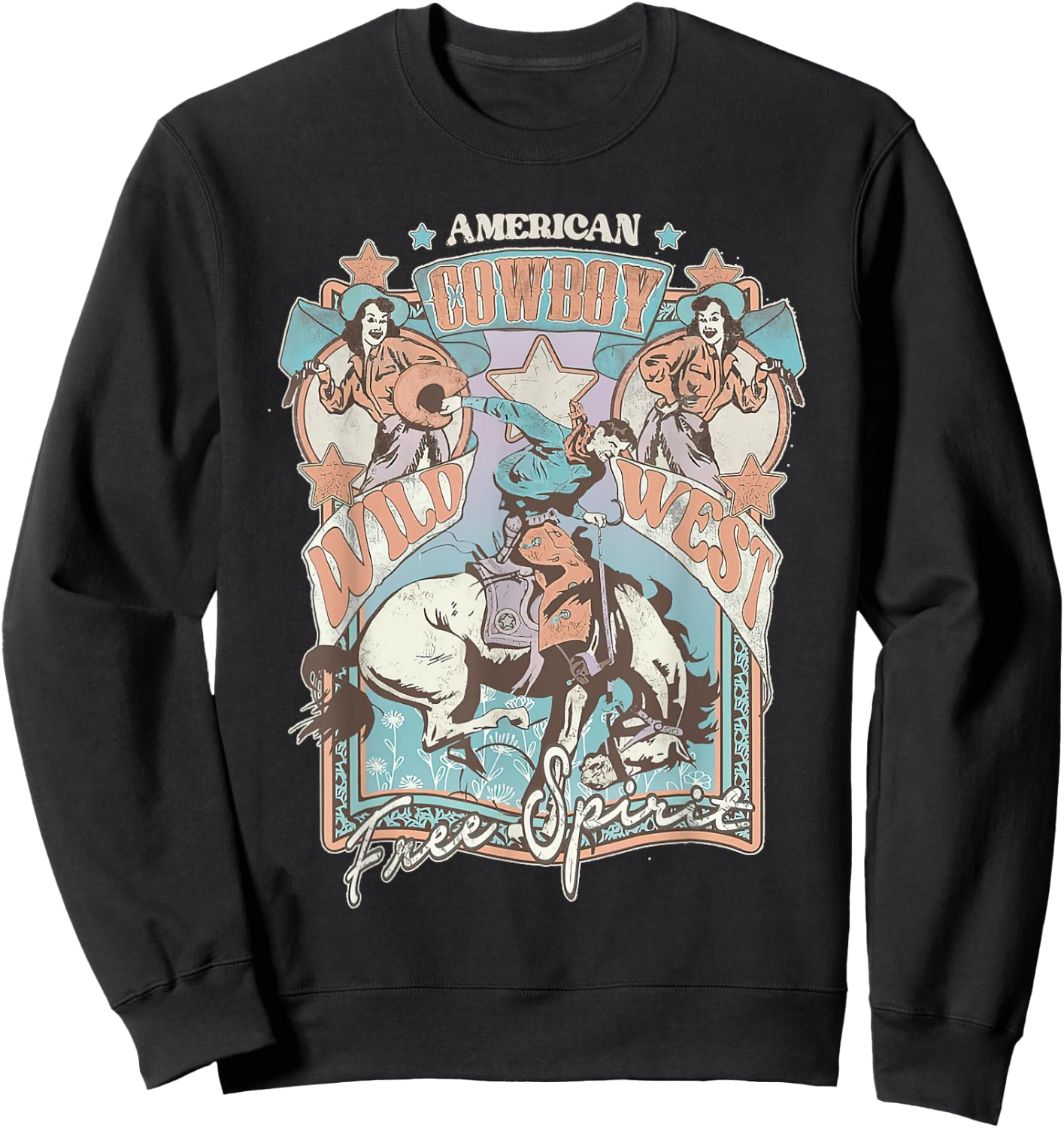 Western American Rodeo Cowboy Wild West Free Spirit Sweatshirt - Sweatshirt | Black
