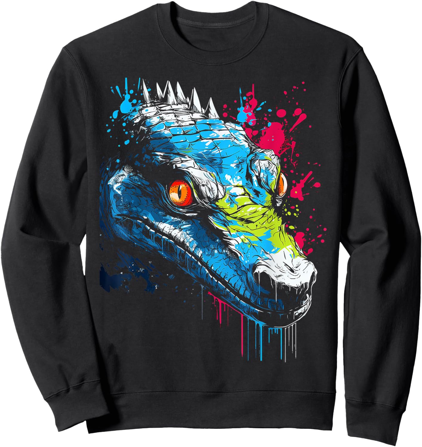 Crocodile Animal Graphic Illustration Crocodile Sweatshirt - Sweatshirt | Black