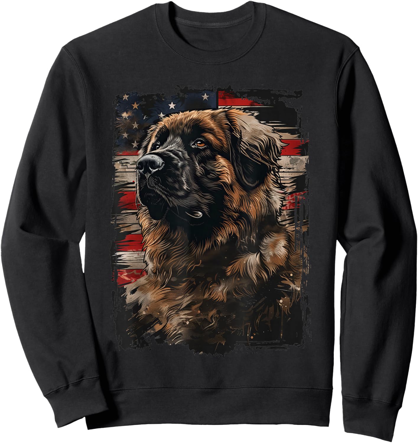 Leonberger American Flag Sweatshirt - Sweatshirt | Black