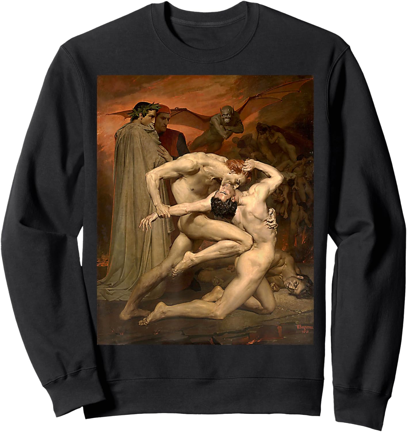 Urban Empyre Dante and Virgil in Hell Painting by William Bouguereau 1850 , Small, Black Sweatshirt - Sweatshirt | Black