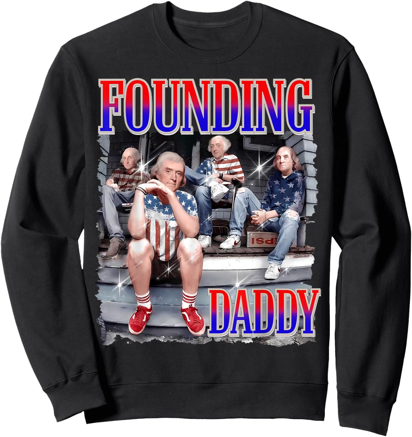 4th of July Shirt Founding Daddy George Washington 1776 Sweatshirt - Sweatshirt | Black