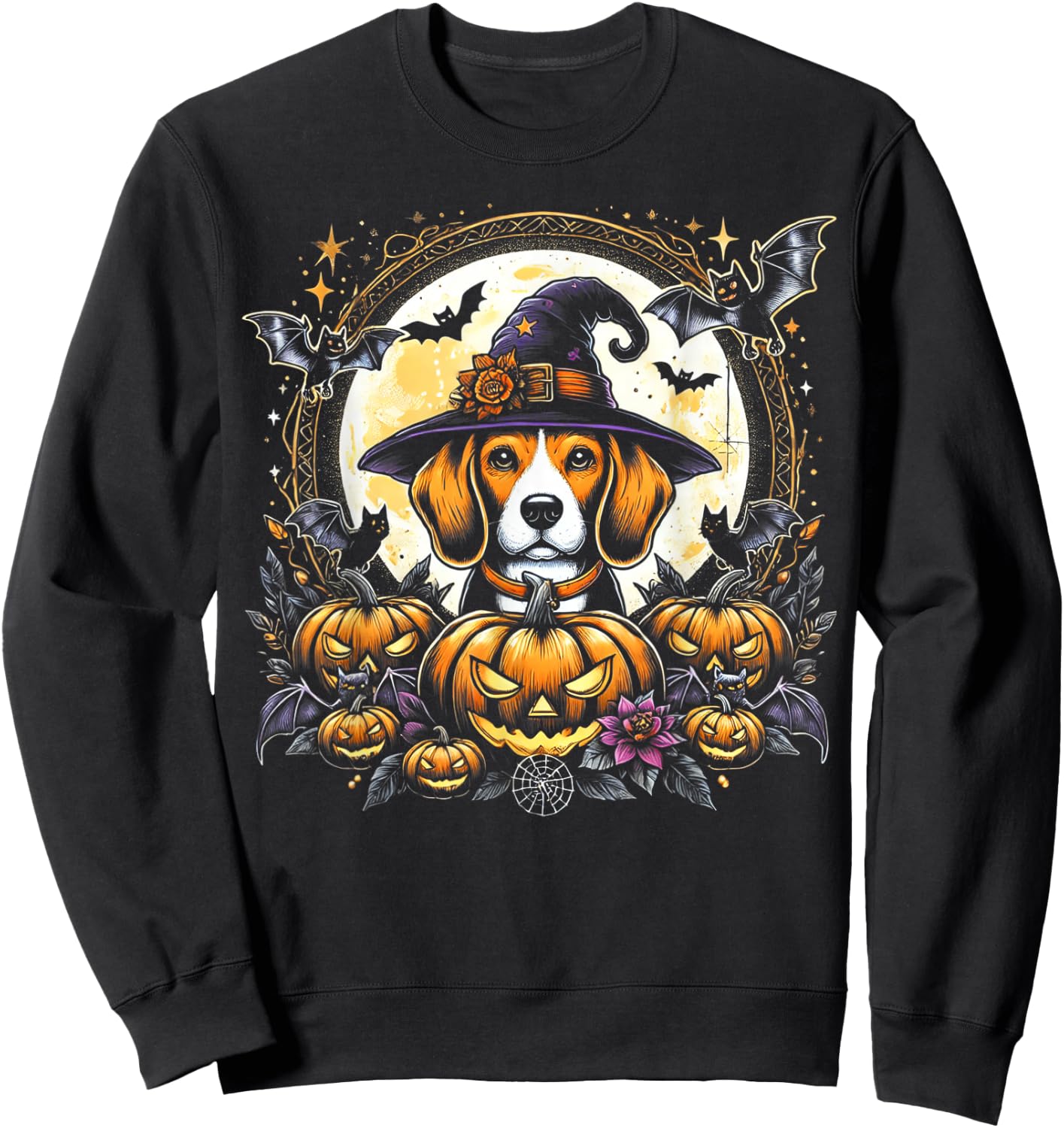 Beagle Halloween Witch Decor Sweatshirt - Sweatshirt | Black
