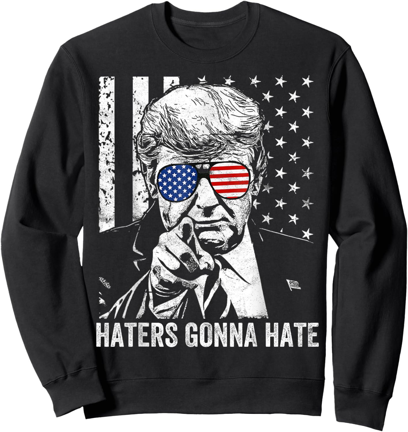 Amazing Patriot -Adults Funny Haters Gonna Hate President Donald Trump Middle Finger - Black, Small Sweatshirt - Sweatshirt | Black