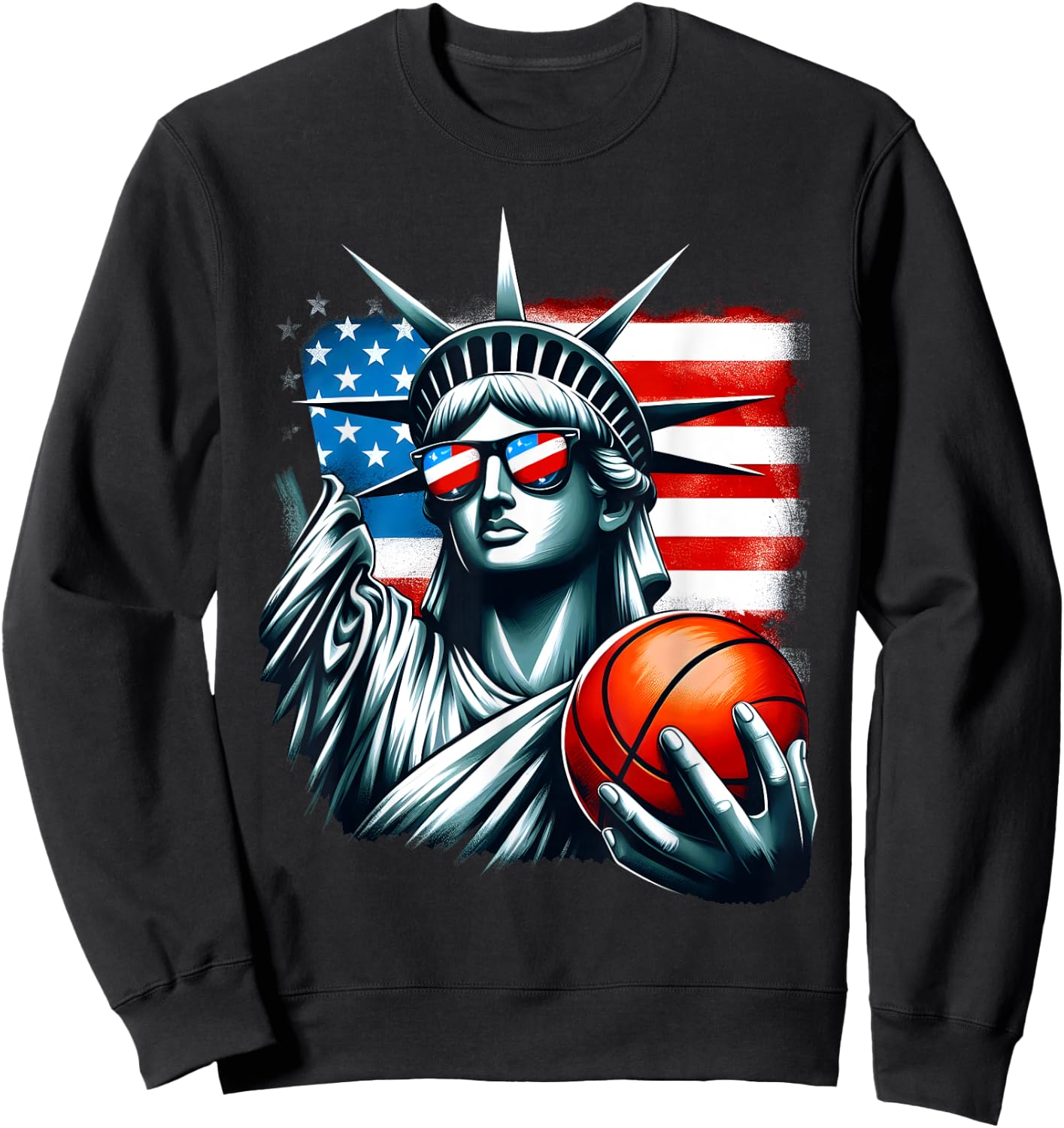 Independence Day 4th of July Statue of Liberty Basketball Kids Men Sweatshirt - Sweatshirt | Black