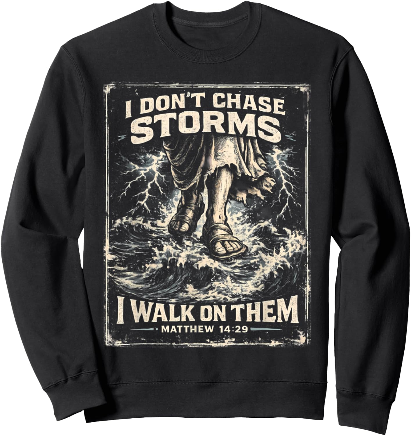 Jesus Walking on Water Matthew 14:29 Funny Christian Sweatshirt - Sweatshirt | Black