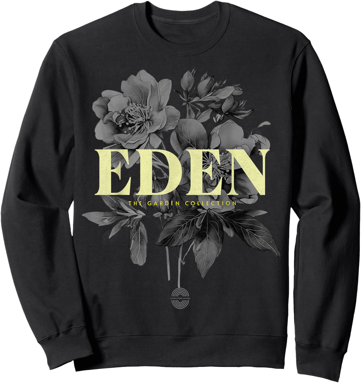 The Garden Of Eden, The Biblical Garden Collection, Floral Sweatshirt - Sweatshirt | Black