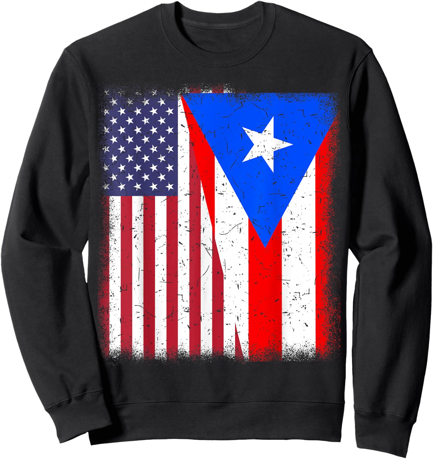 Puerto Rico American Flag 4th July Hispanic Heritage Rican Sweatshirt - Sweatshirt | Black