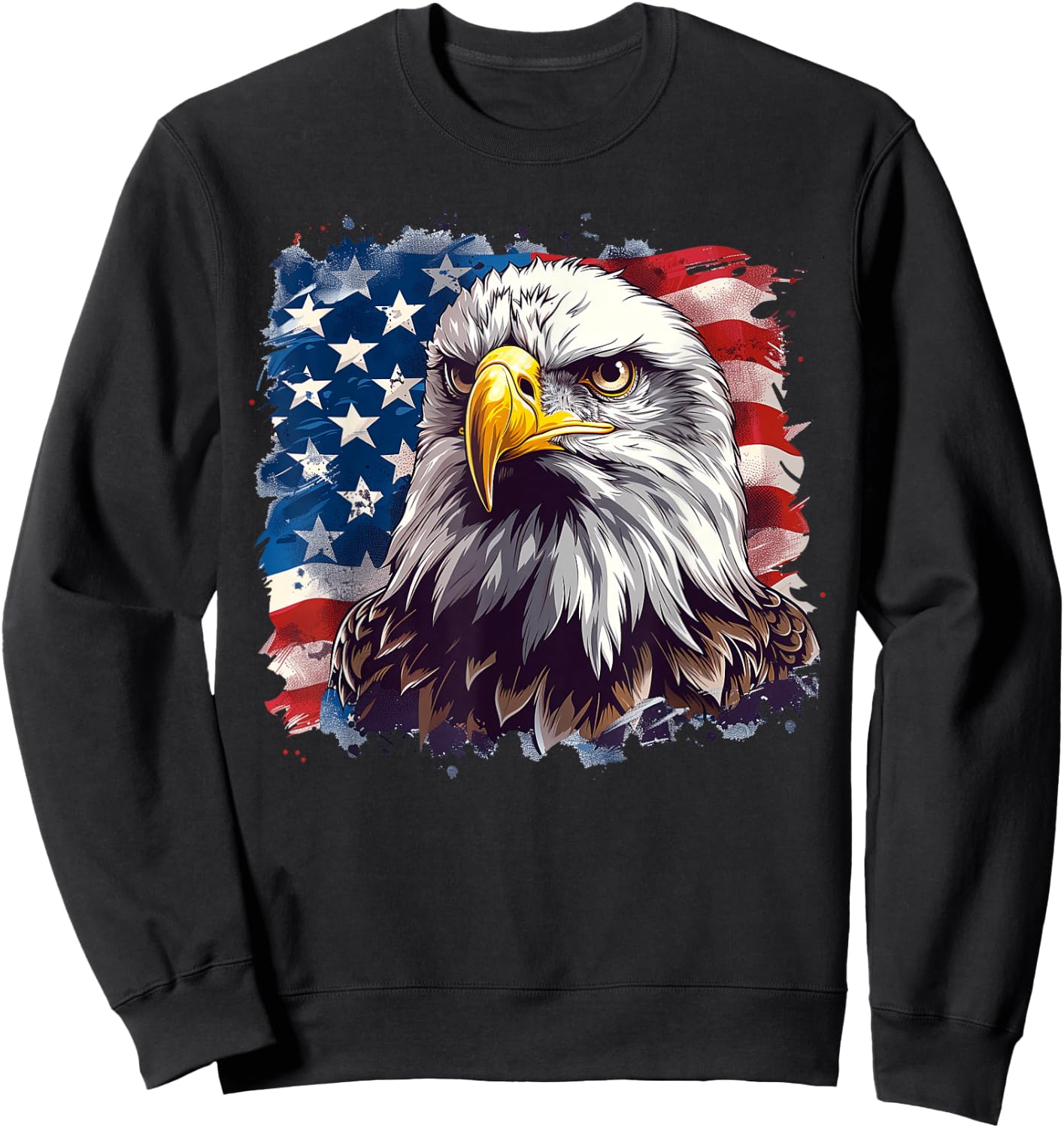Funny 4th Of July Eagle Patriotic USA Flag Men Women Kids Sweatshirt - Sweatshirt | Black