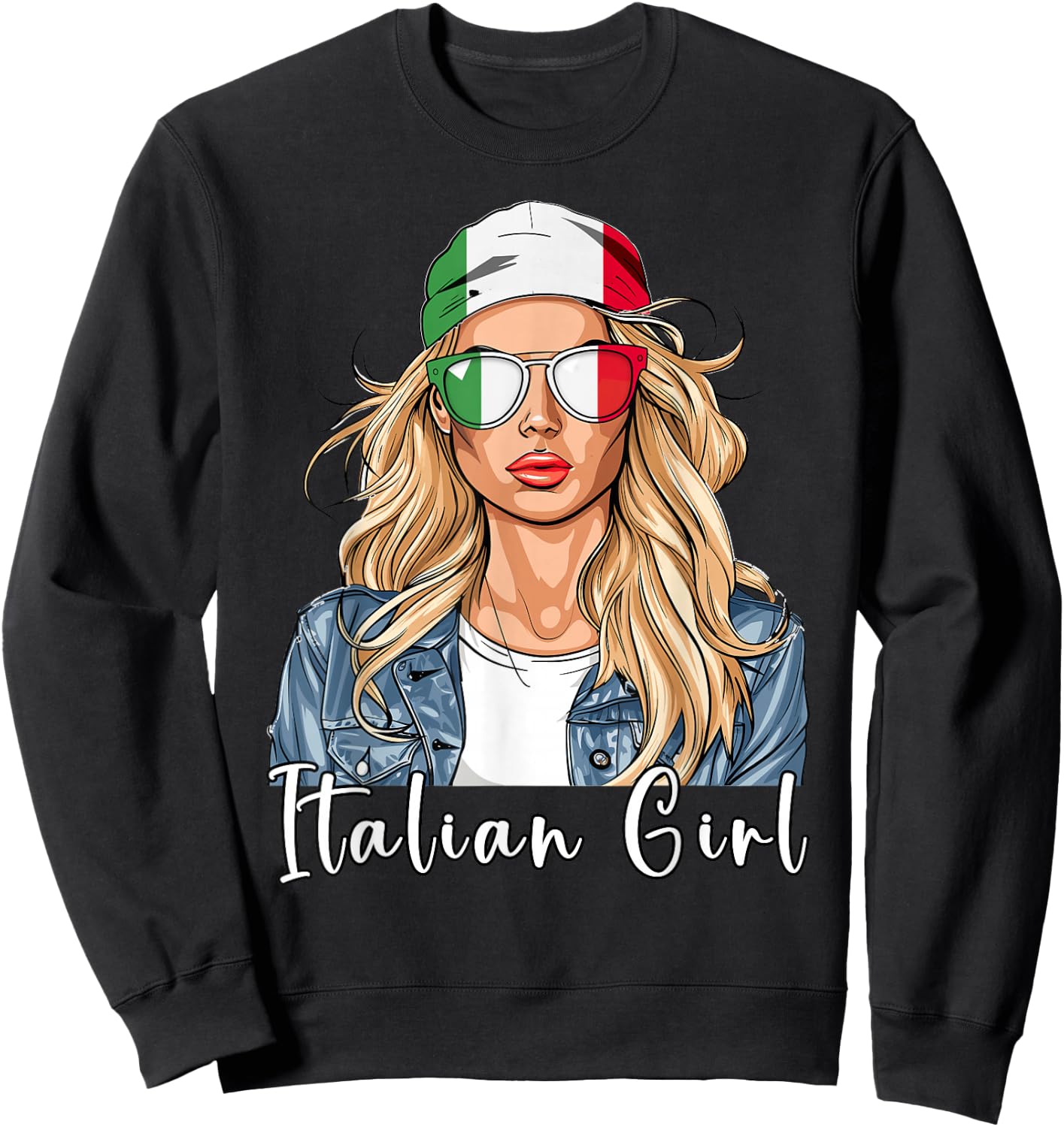 Italian Flag Souvenirs Woman Girl Products Italy Sweatshirt - Sweatshirt | Black