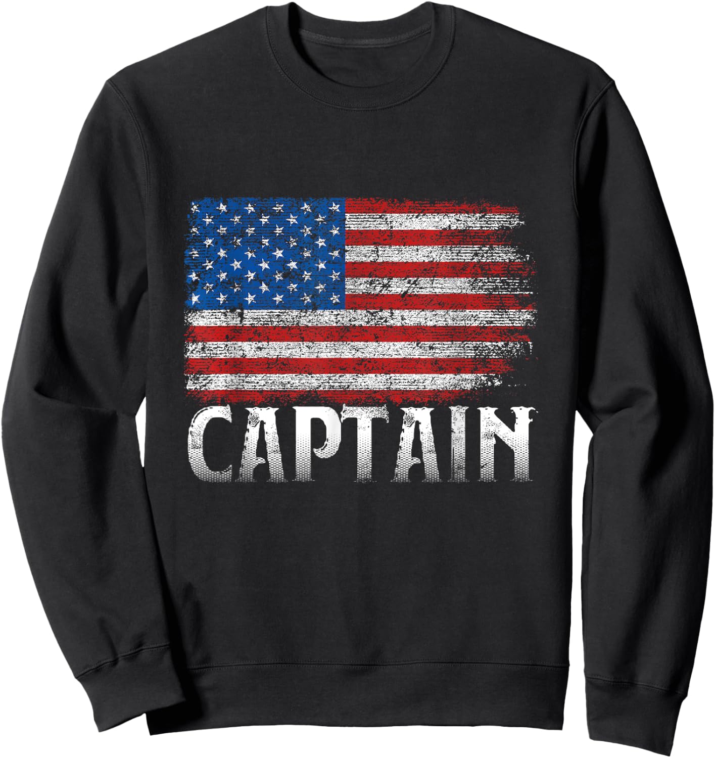 American Flag 4th Of July Decorations For Boat Captain Owner Women Kids Men Sweatshirt - Sweatshirt | Black