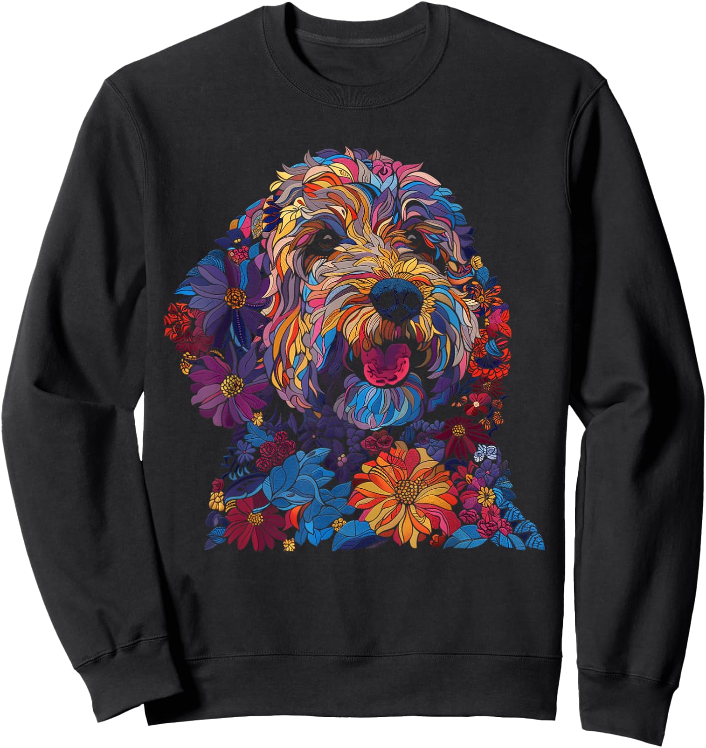 Goldendoodle Dog Lover Vintage Flower Golden Doodle Mom Dad Sweatshirt - Sweatshirt | Black