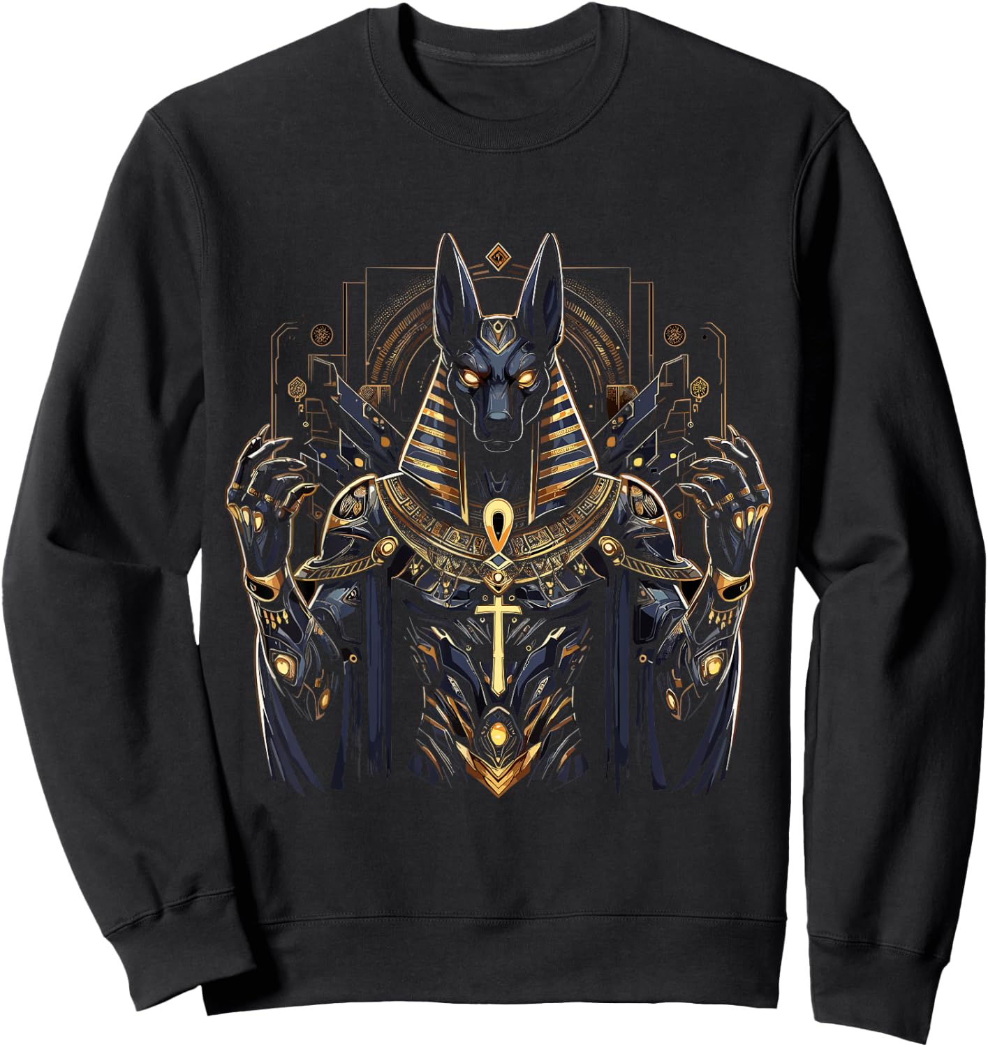 Anubis Ancient Egyptian Hieroglyphics Egypt Pharaoh Anpu Sweatshirt - Sweatshirt | Black