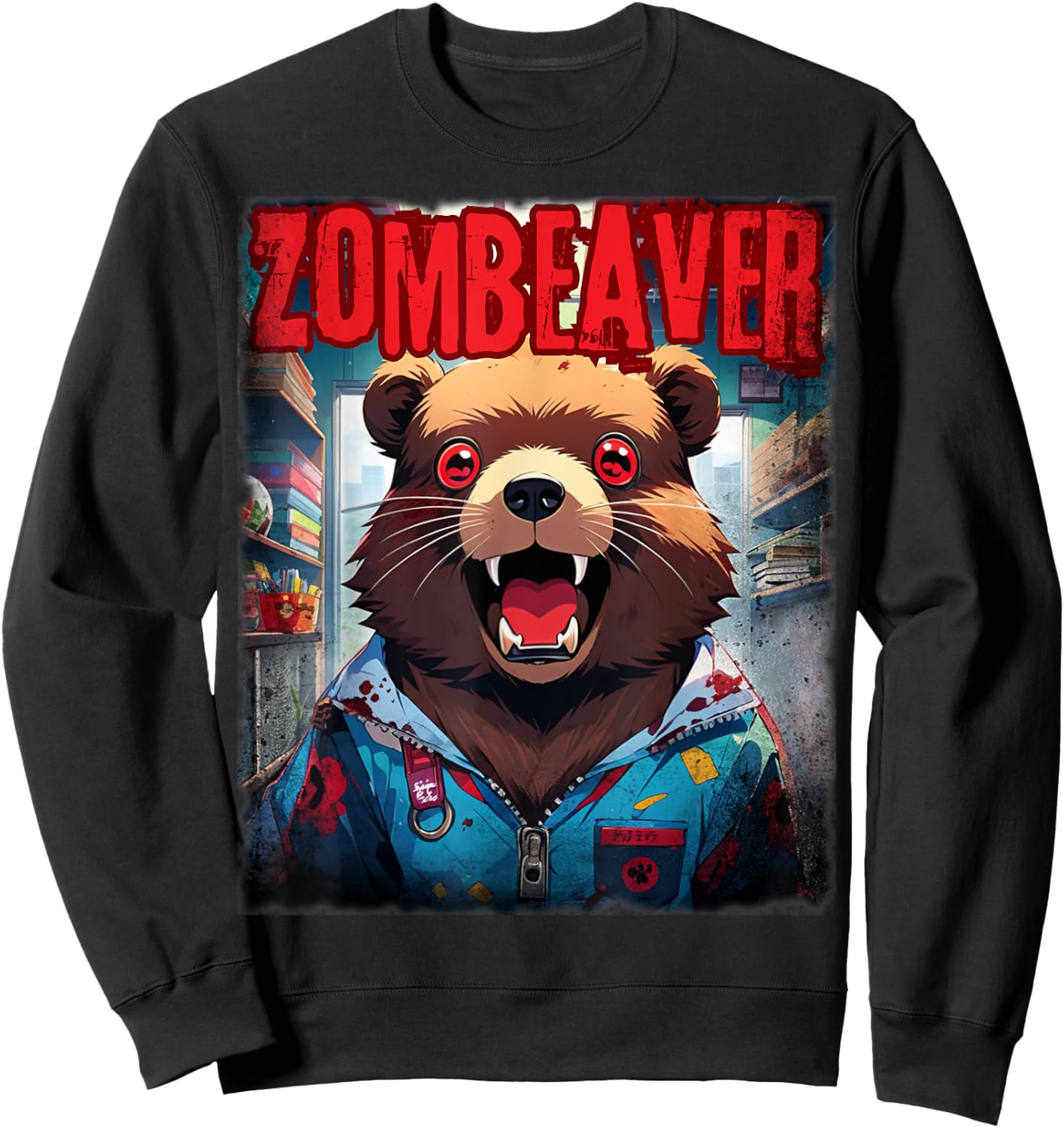 Cute Zombie Beaver Zombeaver Scary Animal For Halloween Sweatshirt - Sweatshirt | Black