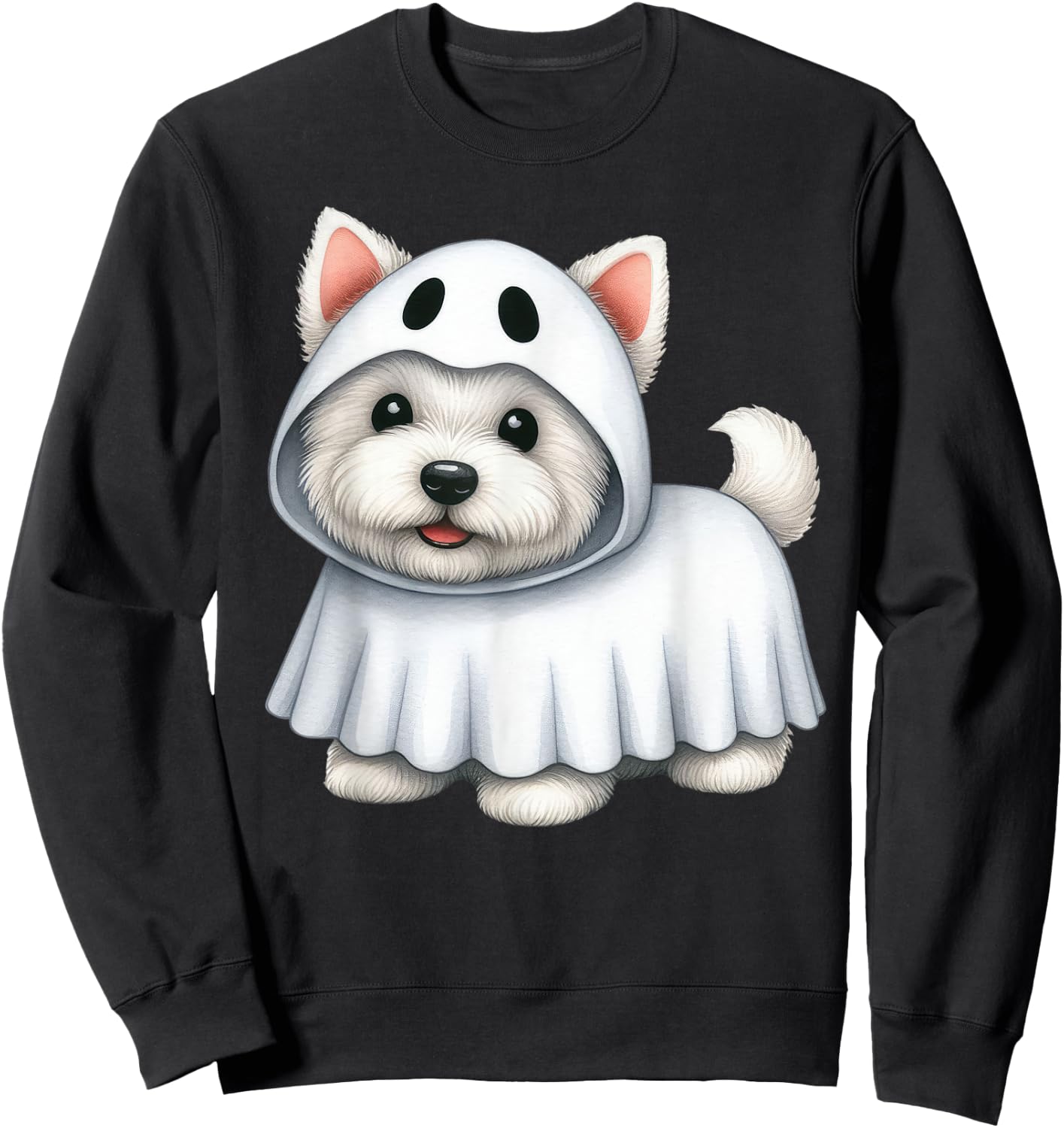 Westie Dog Halloween Costume Ghost West Highland Terrier Men Women Kids Sweatshirt - Sweatshirt | Black