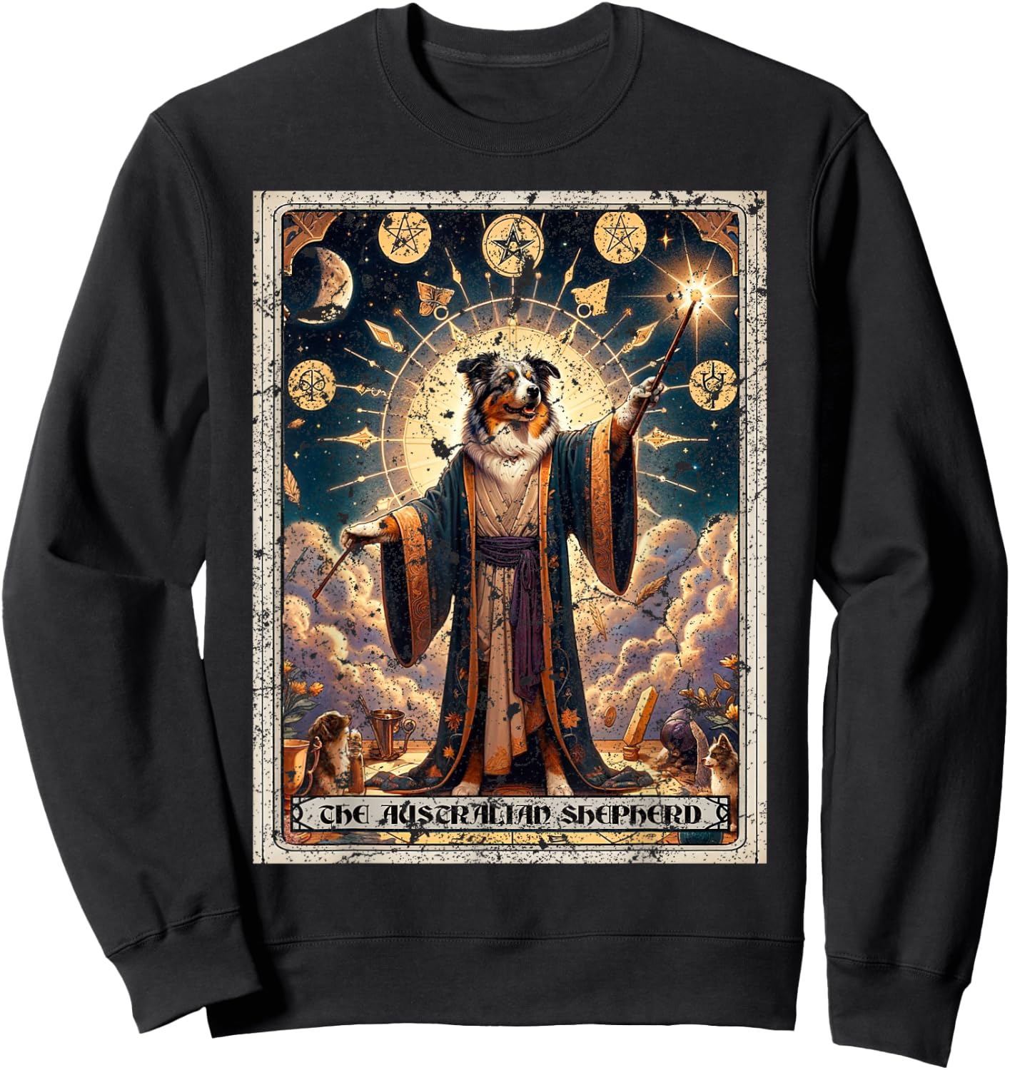 Australian Shepherd Tarot Card Dog Sweatshirt - Sweatshirt | Black