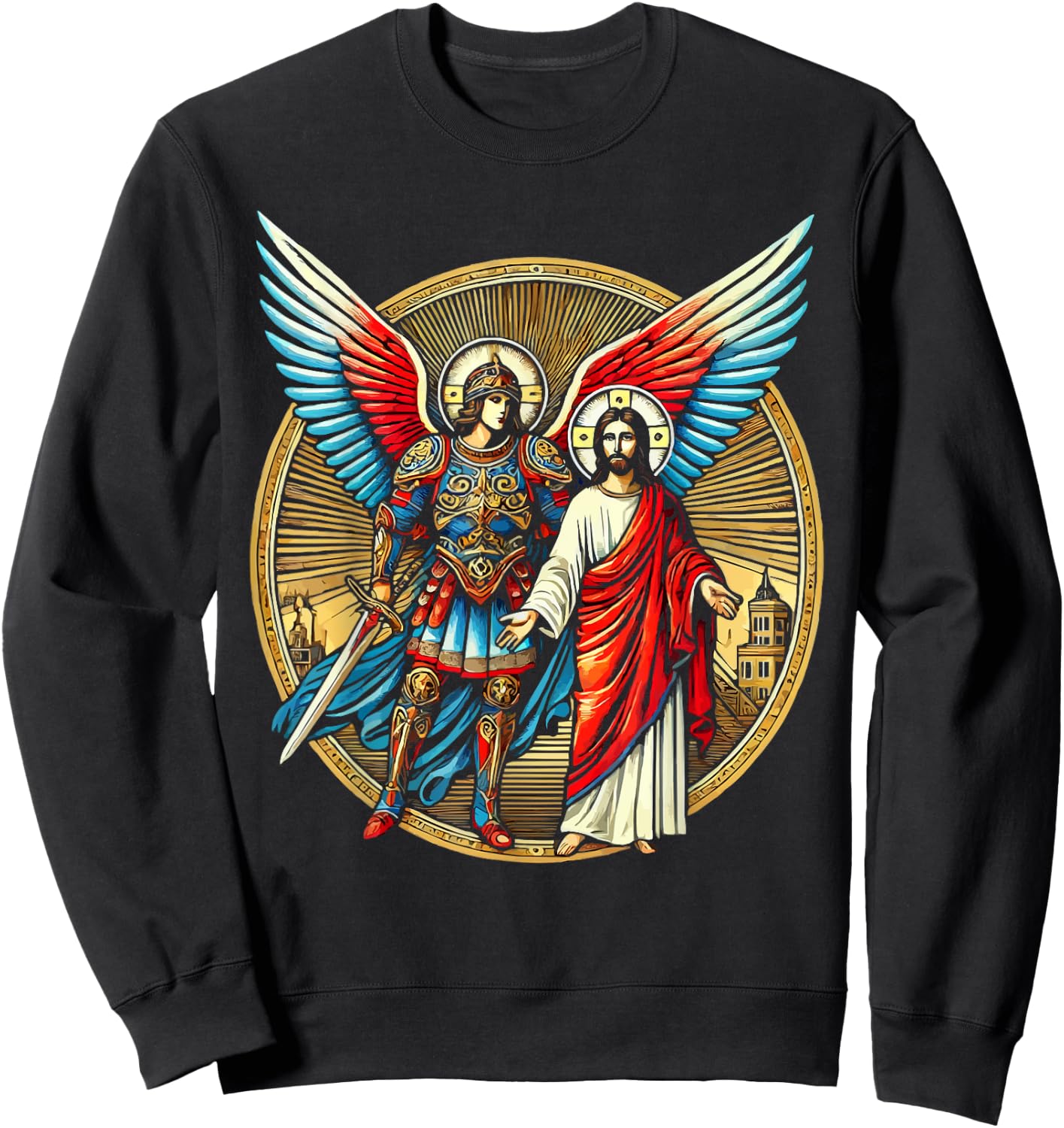 Archangel Gabriel Catholic Christianity Guardian Angel Sweatshirt - Sweatshirt | Black