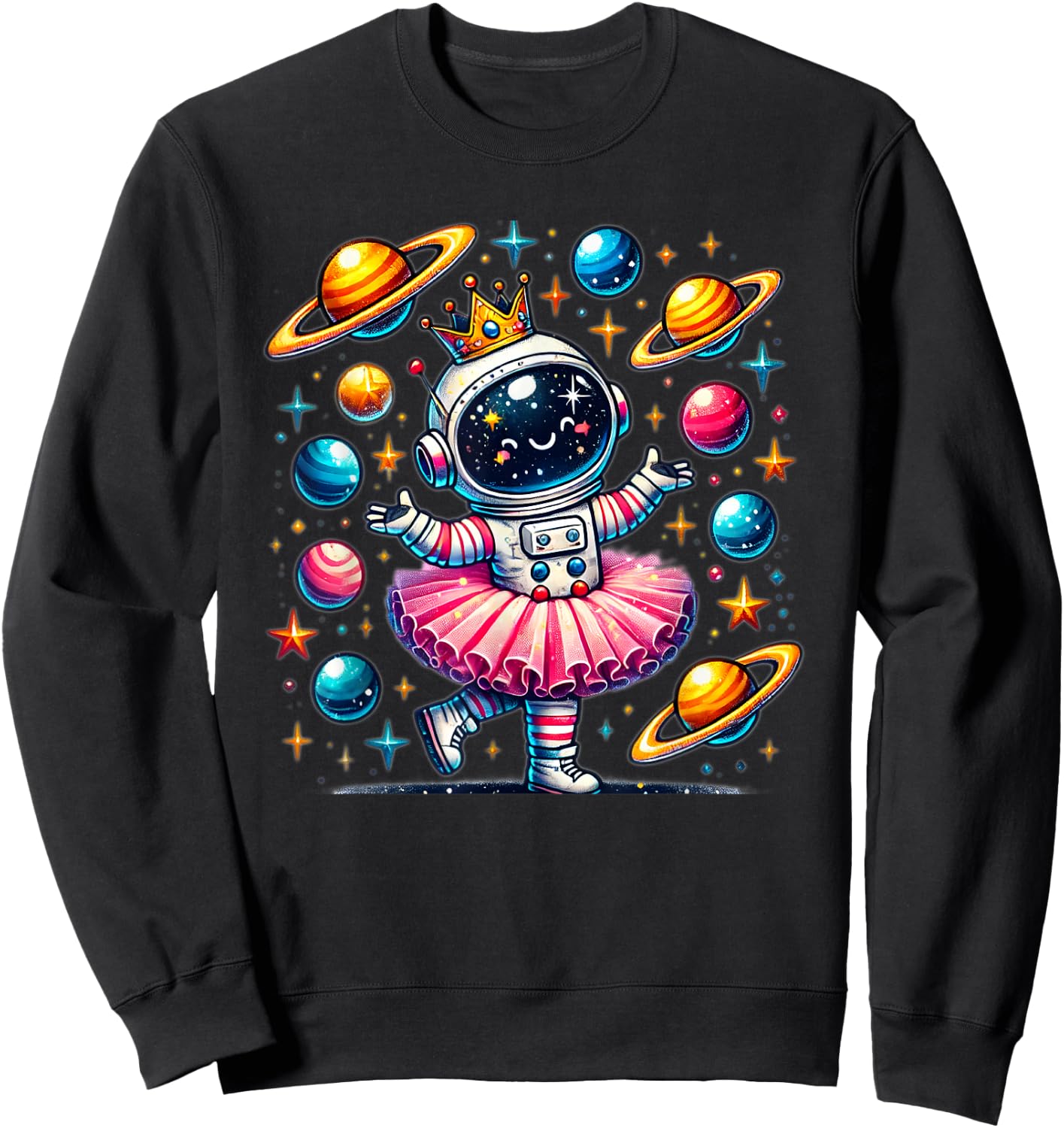 Ballerina Girl Space Astronaut Sweatshirt - Sweatshirt | Black