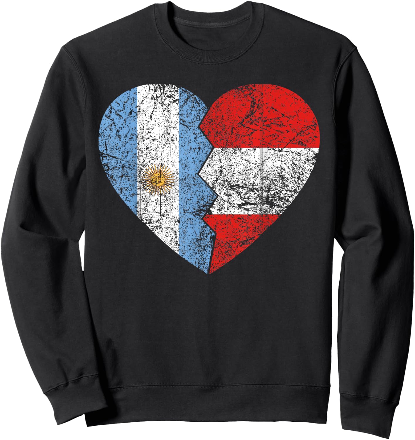 Peruvian Argentinian Flag Heart | Argentina Peru Flag Roots Sweatshirt - Sweatshirt | Black
