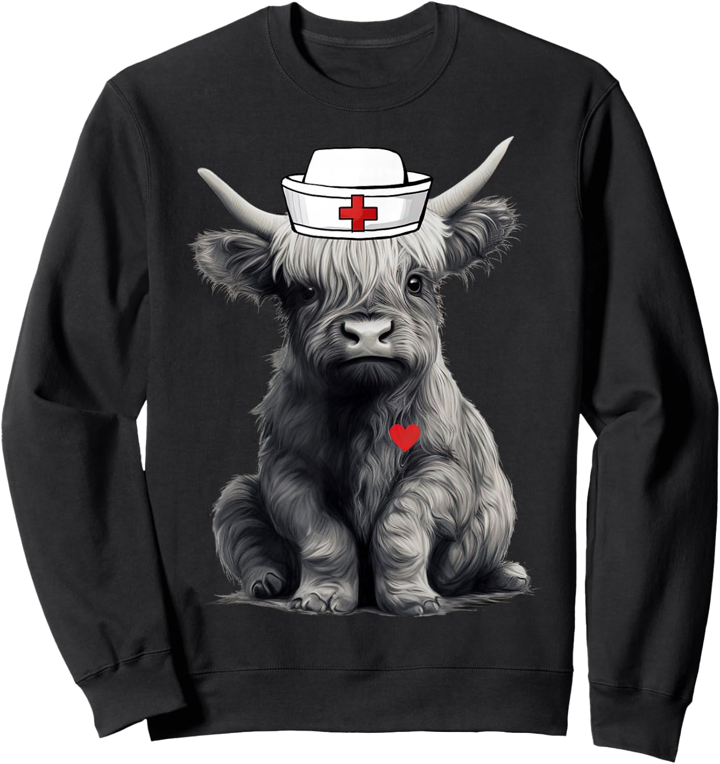 Cute Highland Cow Nurse Farm Cow Animal Lover Nursing Sweatshirt - Sweatshirt | Black