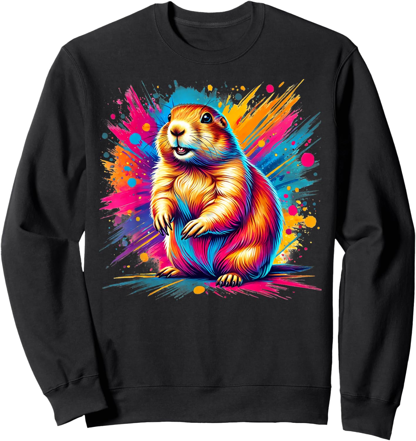 Cool Prairie Dog On Colorful Painted Prairie Dog Men Women Kids Sweatshirt - Sweatshirt | Black