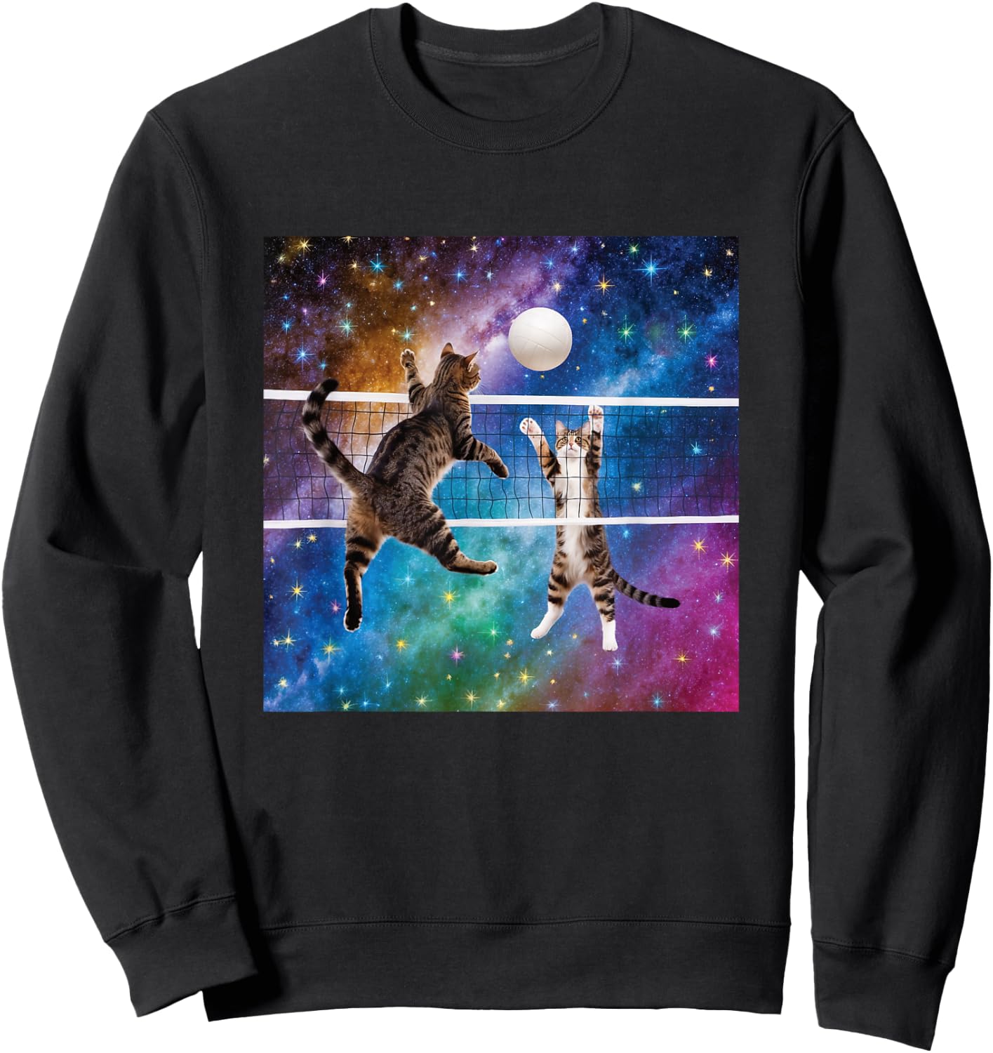 Funny Volleyball Design Cats Playing Sweatshirt - Sweatshirt | Black
