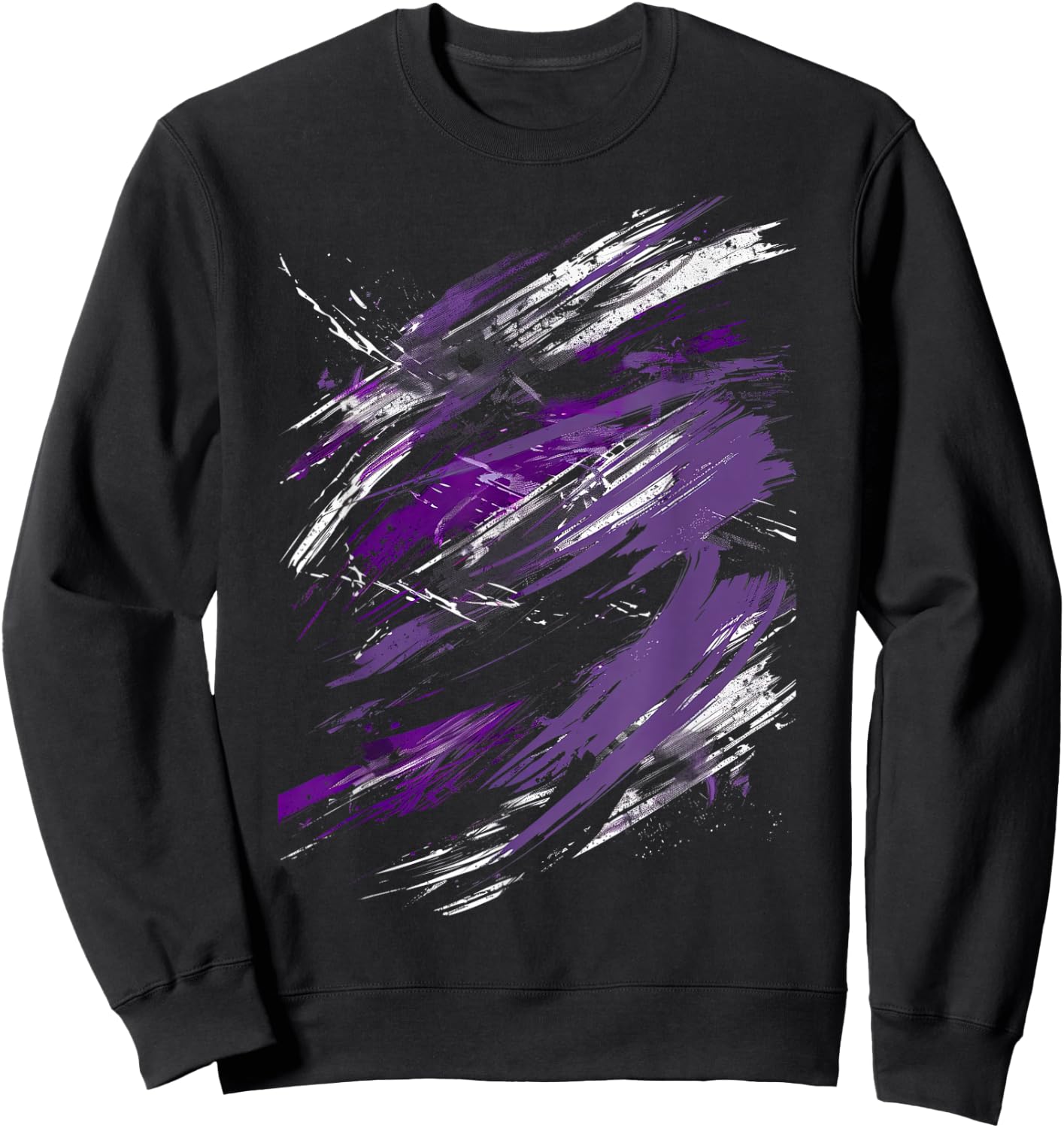 Purple and Black Dynamic Design Graphic Sweatshirt - Sweatshirt | Black
