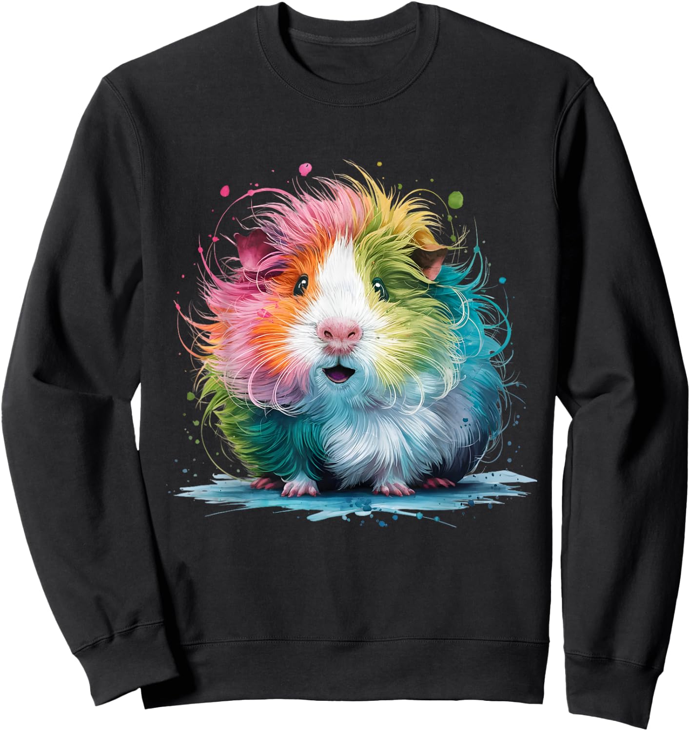 Guinea Pigs Men Woman Colorful Watercolor Guinea Pig Sweatshirt - Sweatshirt | Black