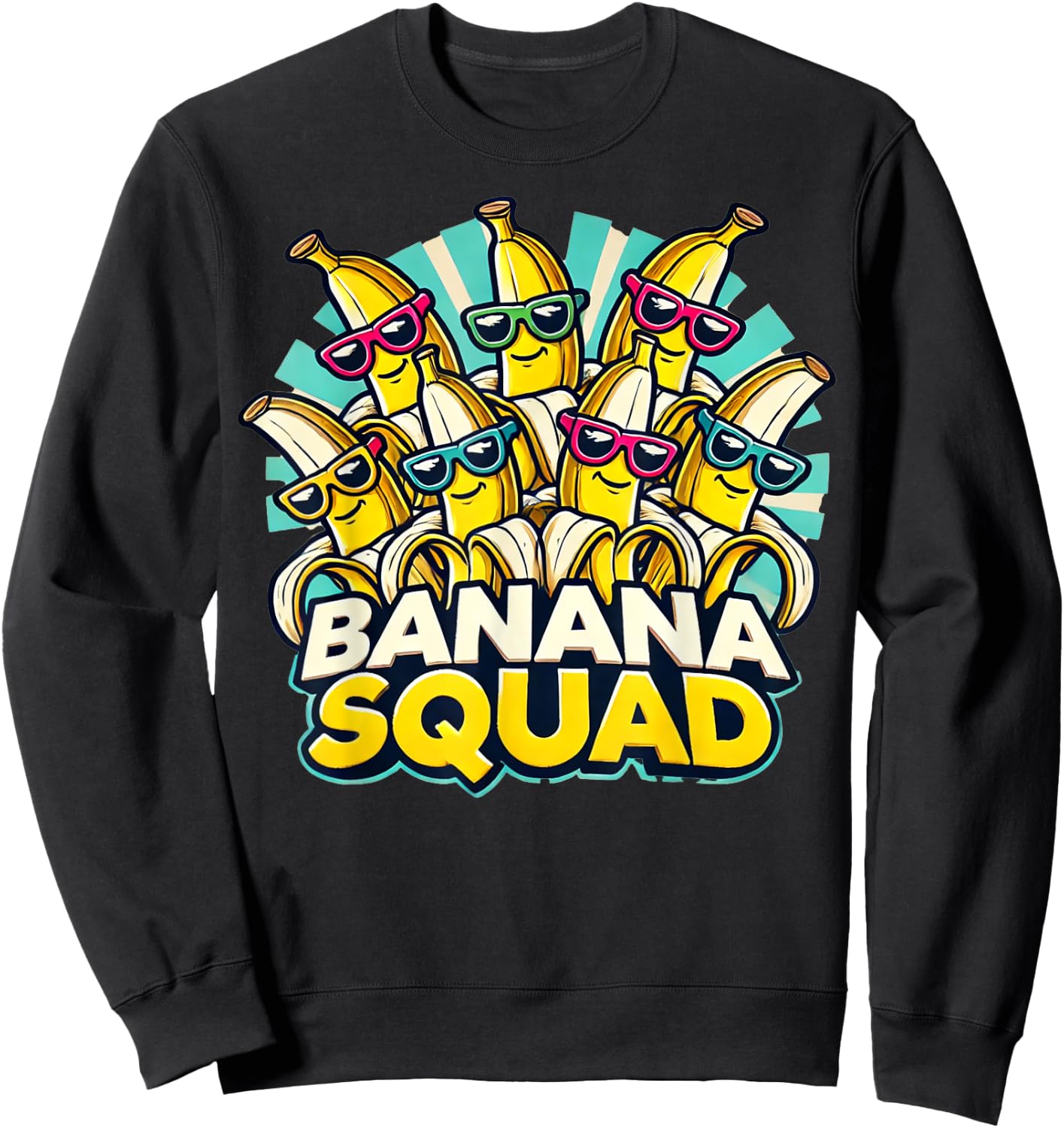 Funny Banana Squad Cartoon Crew Sweatshirt - Sweatshirt | Black