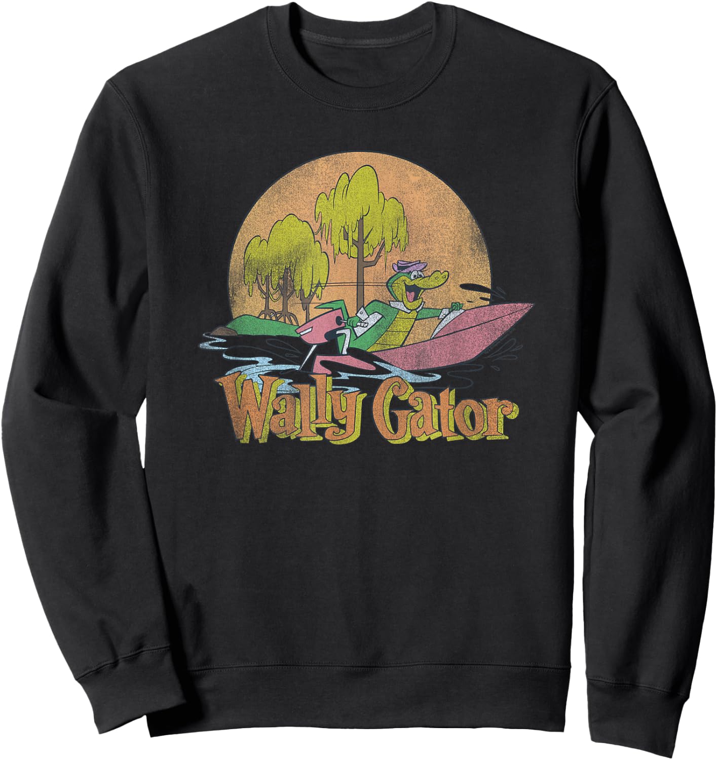 Popfunk Wally Gator Speedboat -Kids Blue Cotton 100% Small Sweatshirt - Sweatshirt | Black
