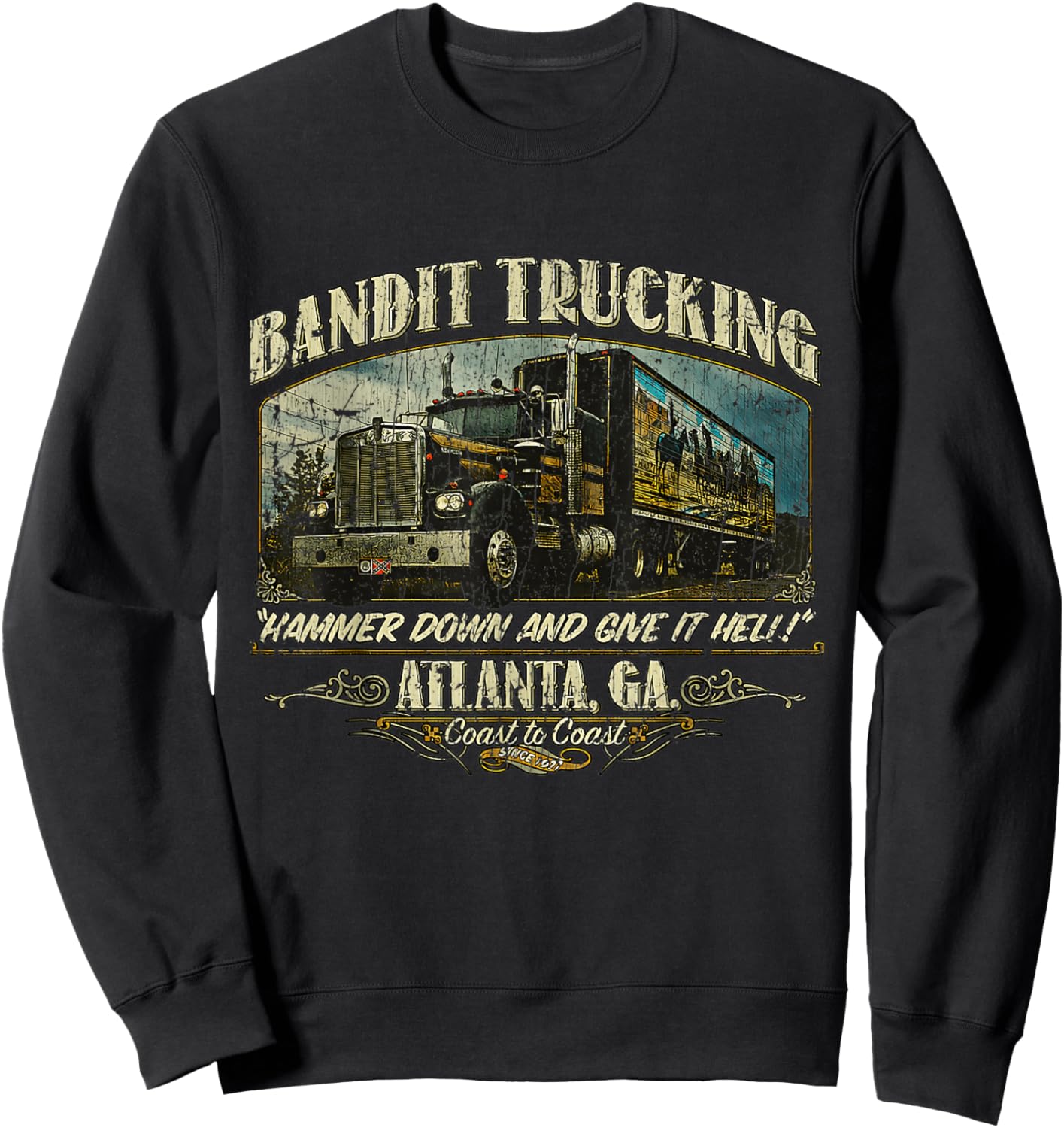 Huiibao Funny The Bandit Retro Trucking 1977 Sweatshirt - Sweatshirt | Black
