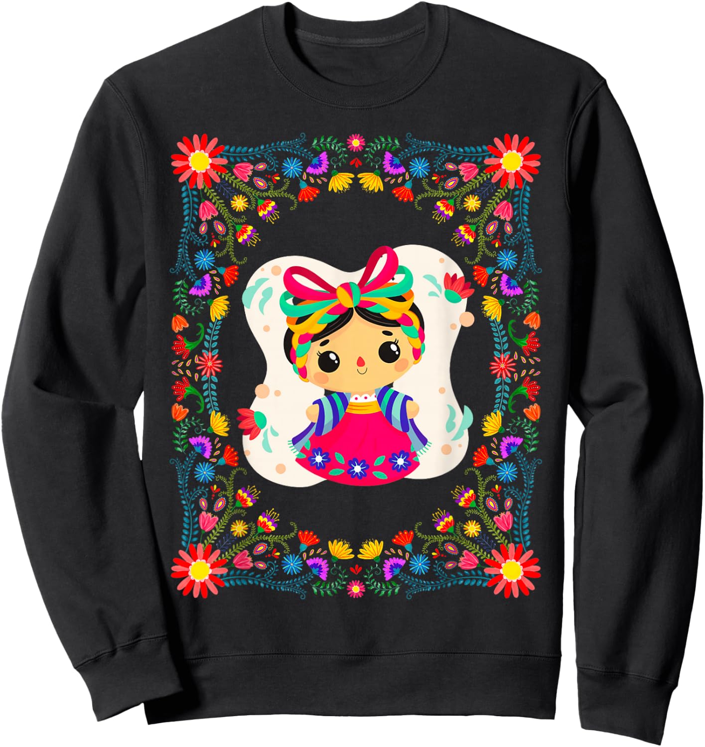 Muñecas Lele Mexicanas "LeLe" Handmade Mexican Dolls Sweatshirt - Sweatshirt | Black