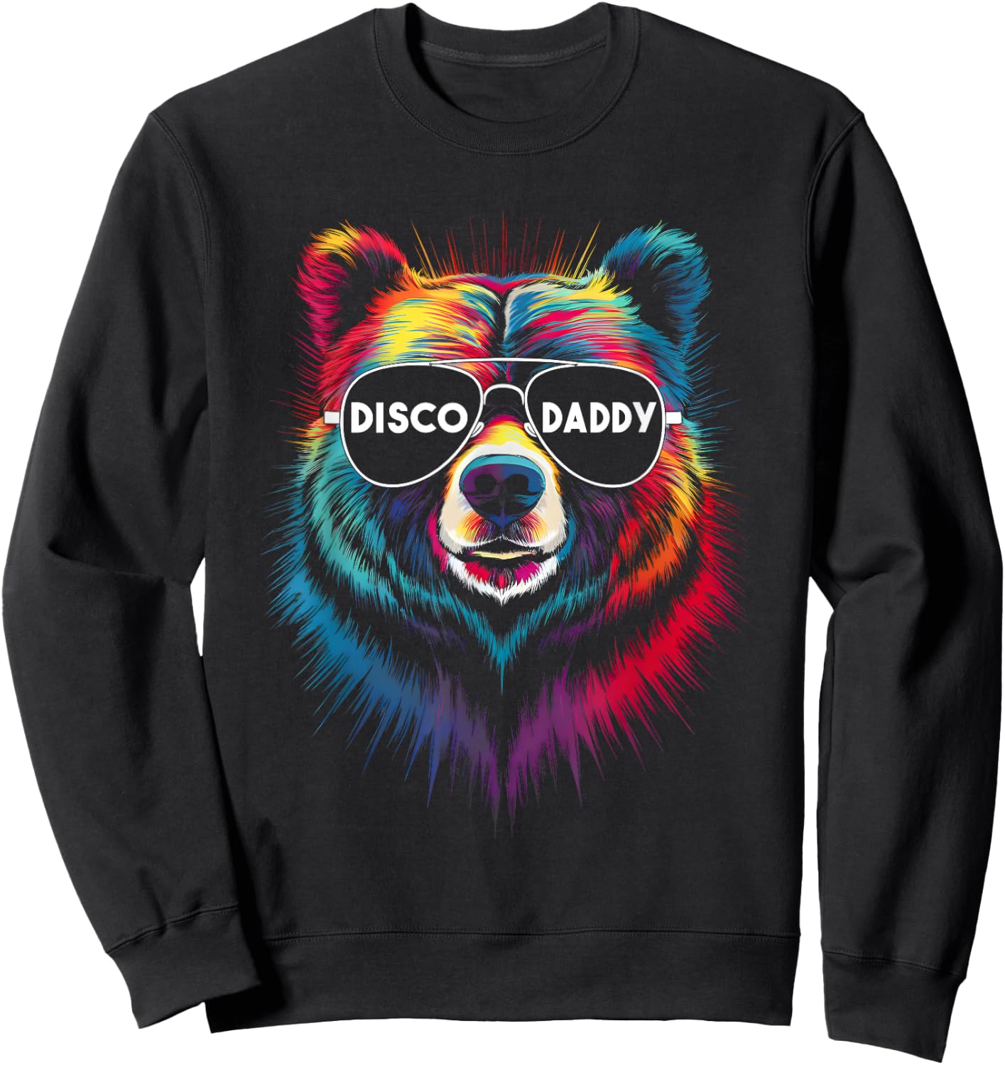 Disco Daddy Fun Disco Bear Graphic for Music Lovers Sweatshirt - Sweatshirt | Black