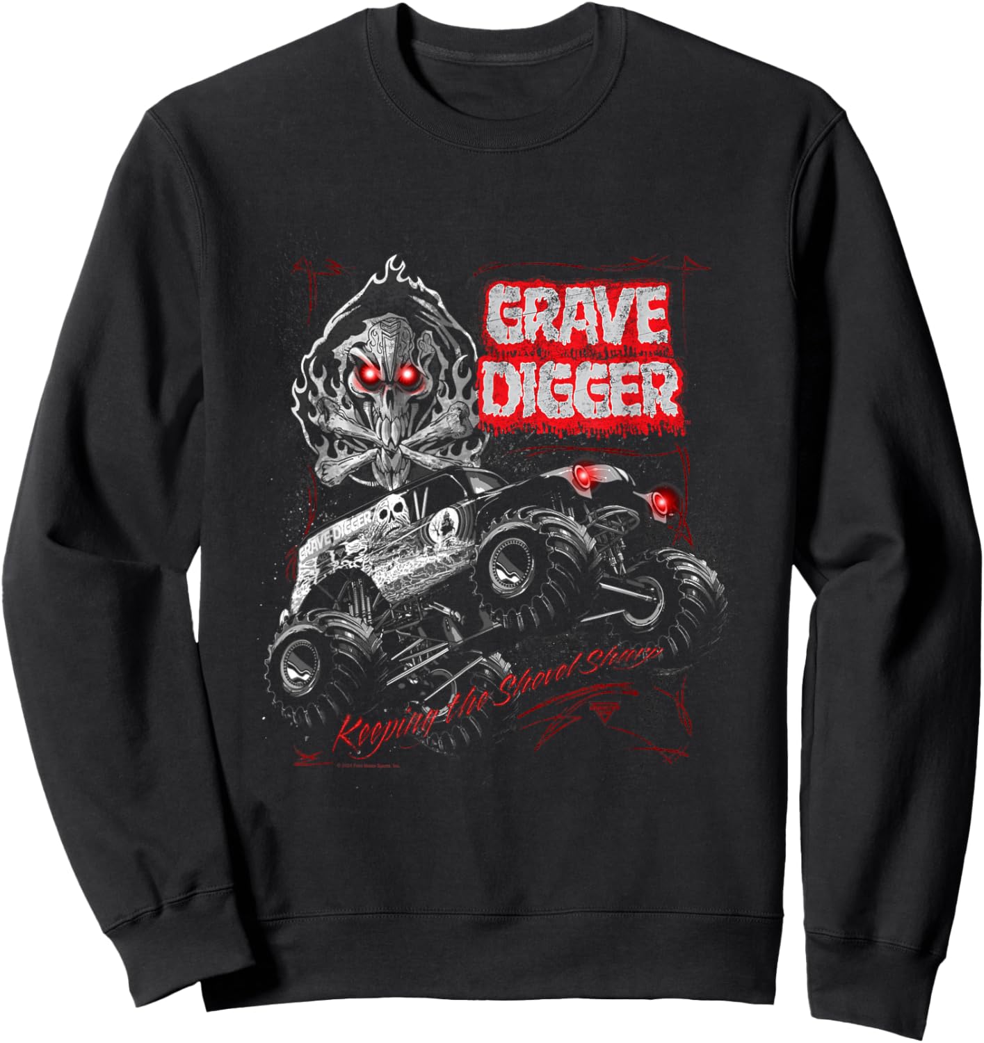 Monster Jam Grave Digger Red Eyes Truck Sweatshirt - Sweatshirt | Black