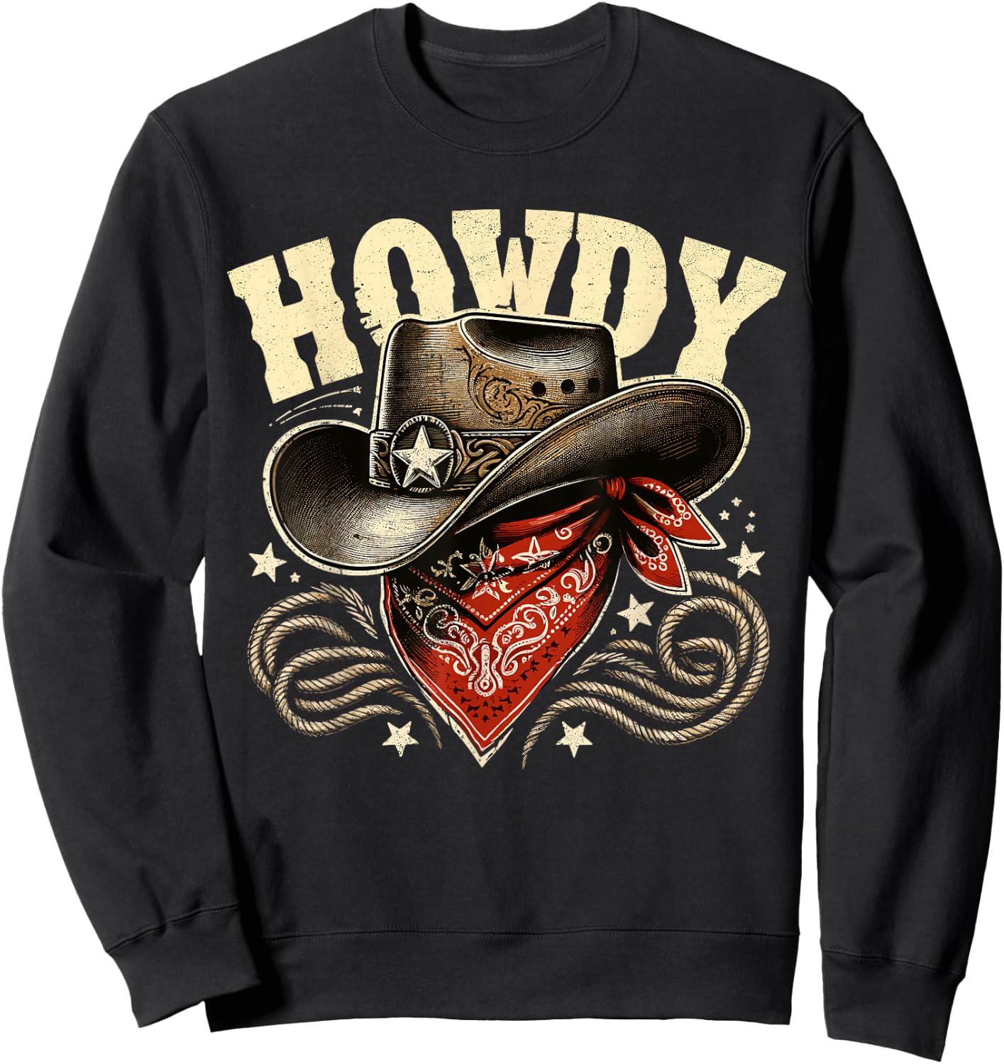 Howdy Cowboy Hat Western Rodeo Sweatshirt - Sweatshirt | Black